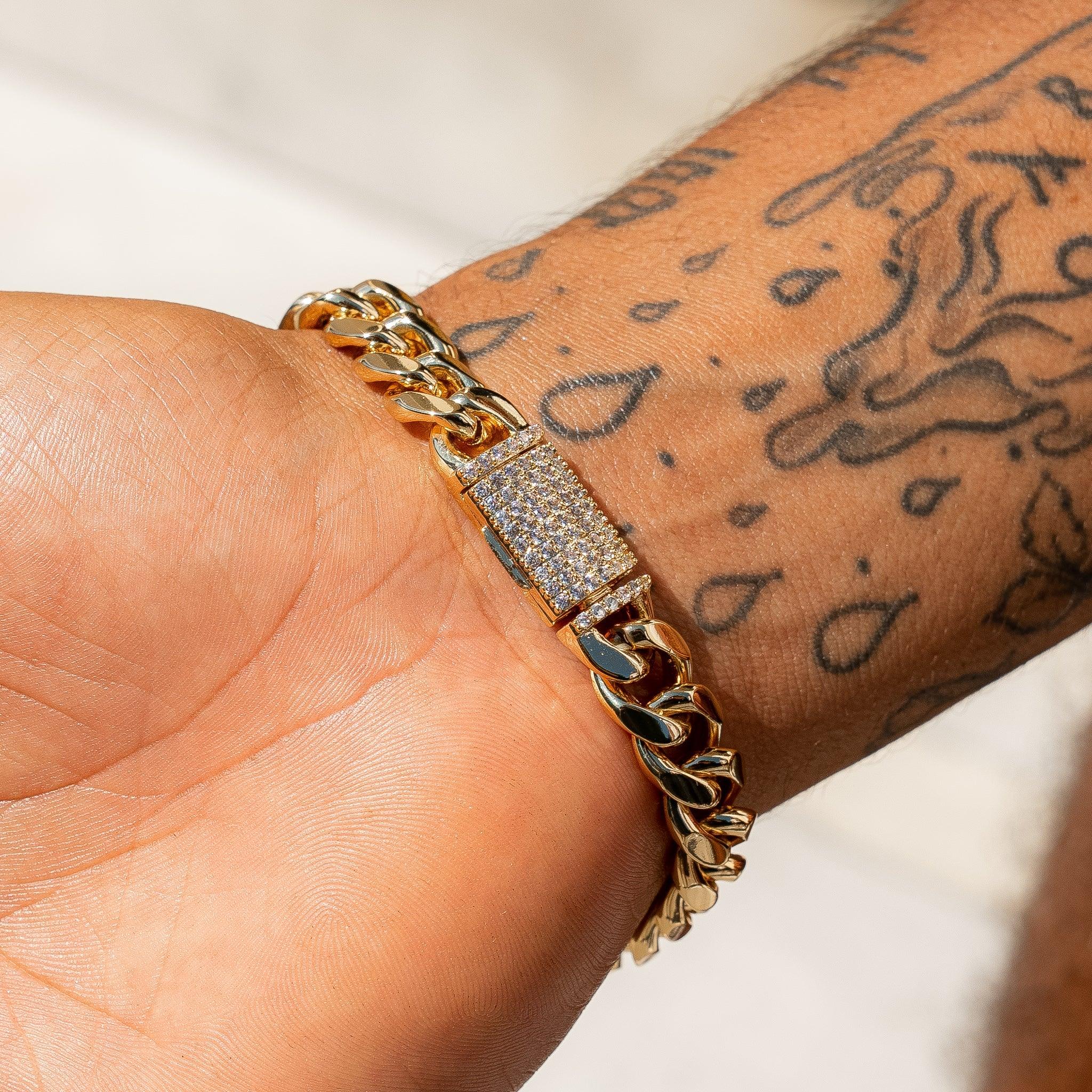 10mm IGI Diamond Iced Cuban Clasp Bracelet - 26.4ctw - VVS1 - Gold