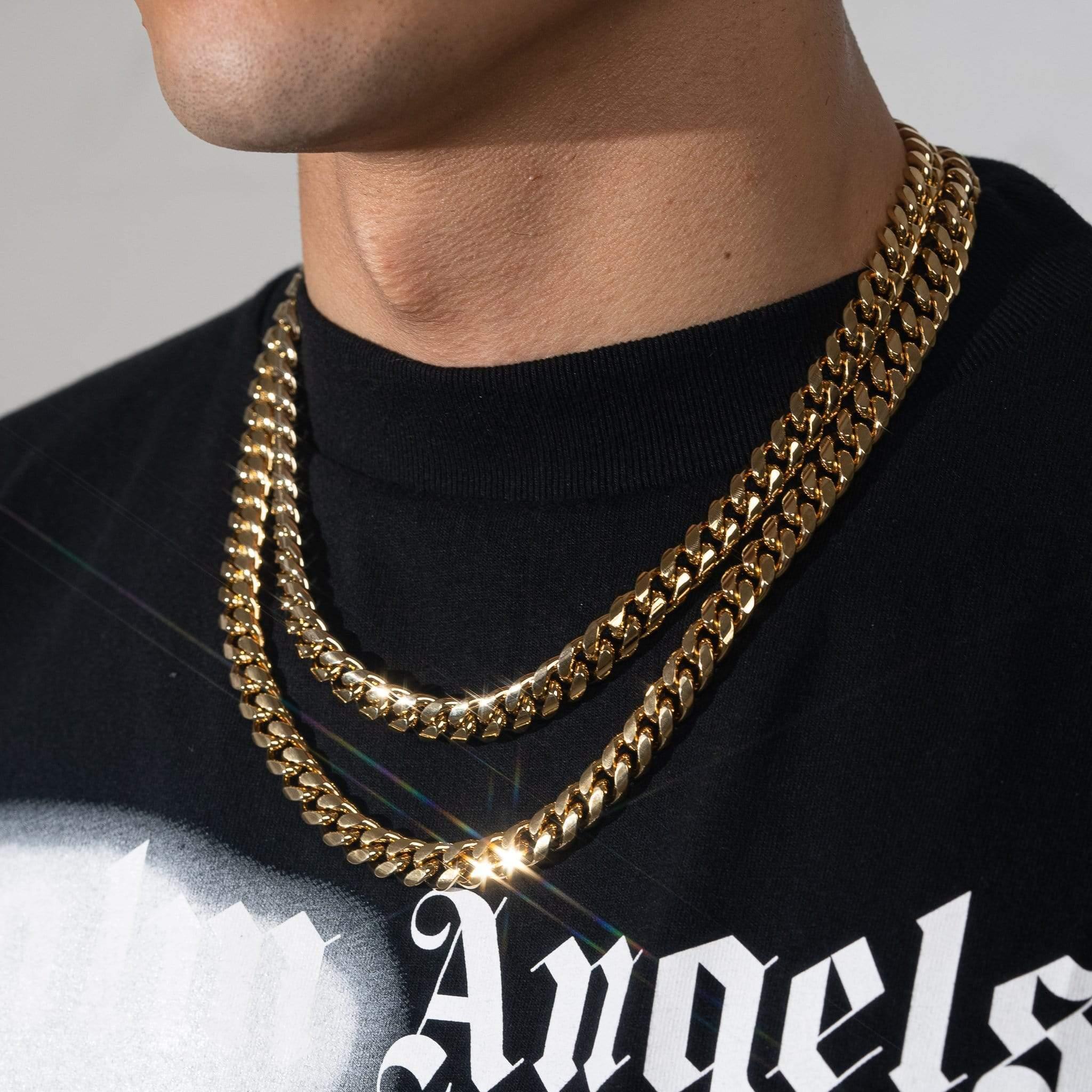 10mm Cuban Lab Diamond Clasp Chain - 18K Vermeil - D Colour - VVS1