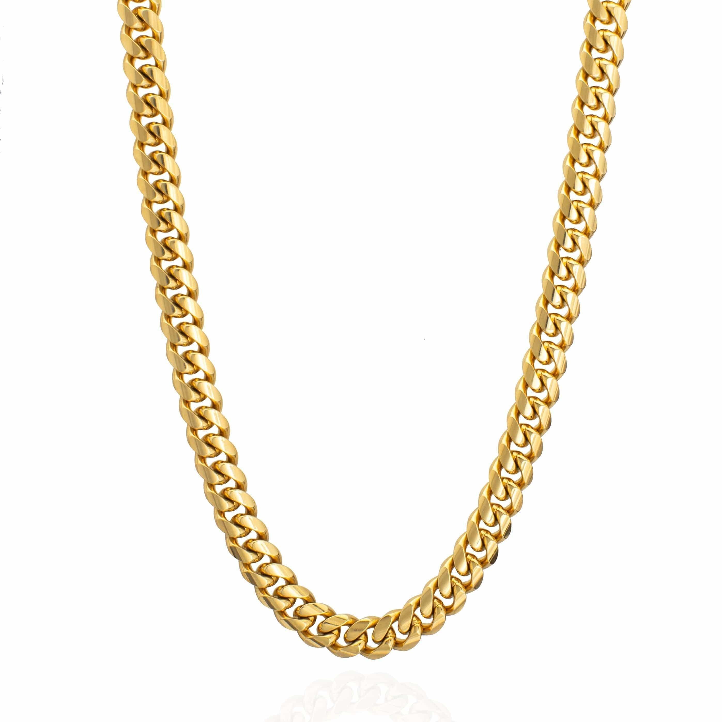 10mm Cuban link chain with 18K gold vermeil and lab diamond clasp