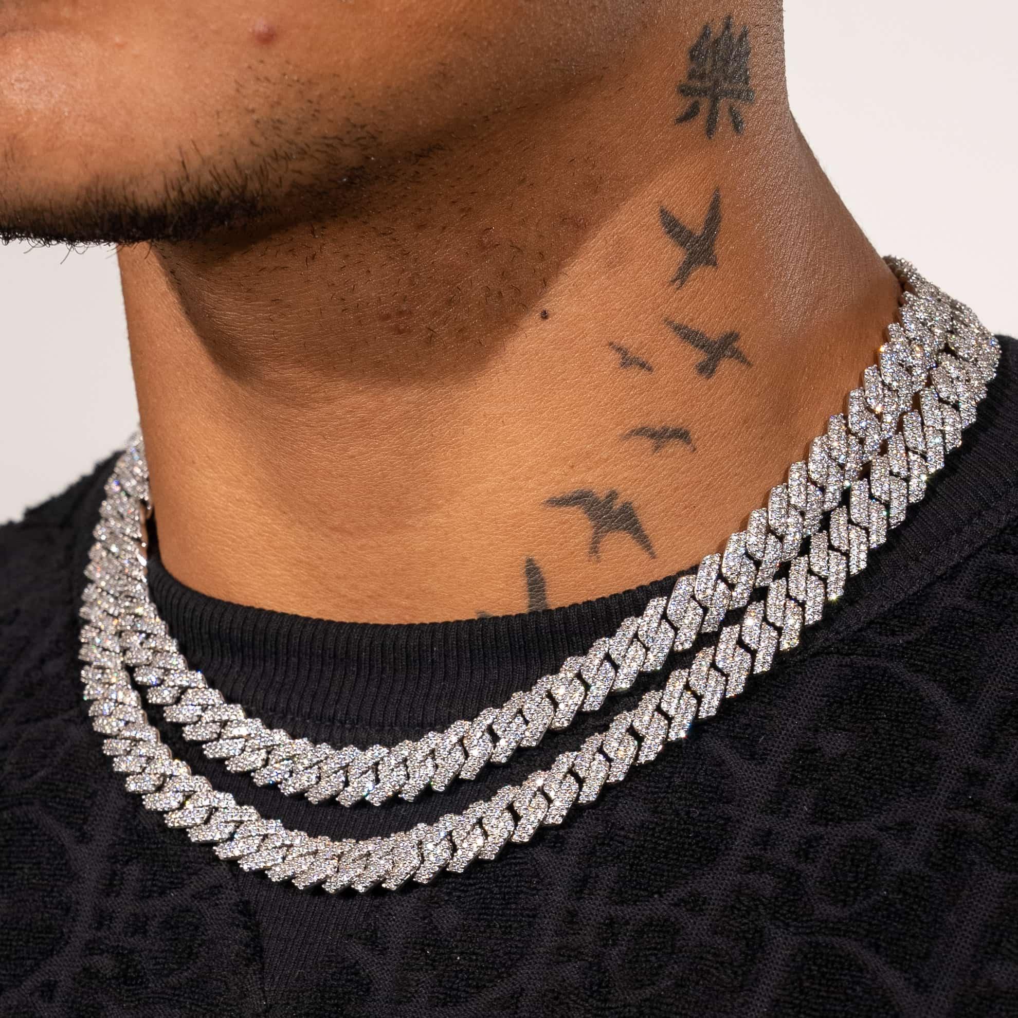 10mm Moissanite Cuban Chain - 925 Silver - D Colour - VVS1