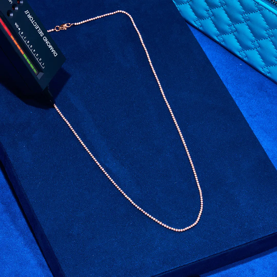 Moissanite Micro Tennis Chain - Rose Gold - 925 Silver - D Colour - VVS1