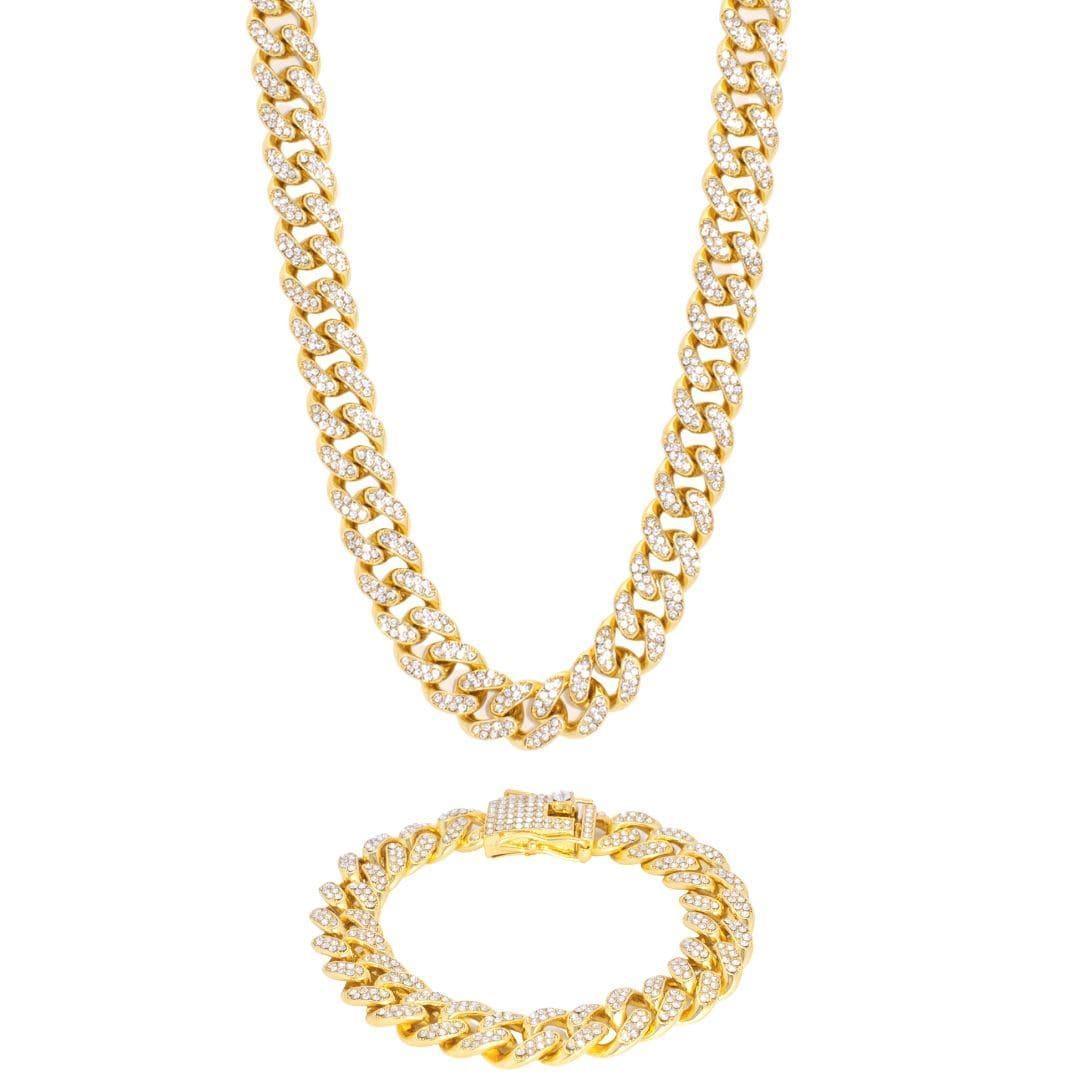 13mm Cuban Chain + Bracelet - Gold