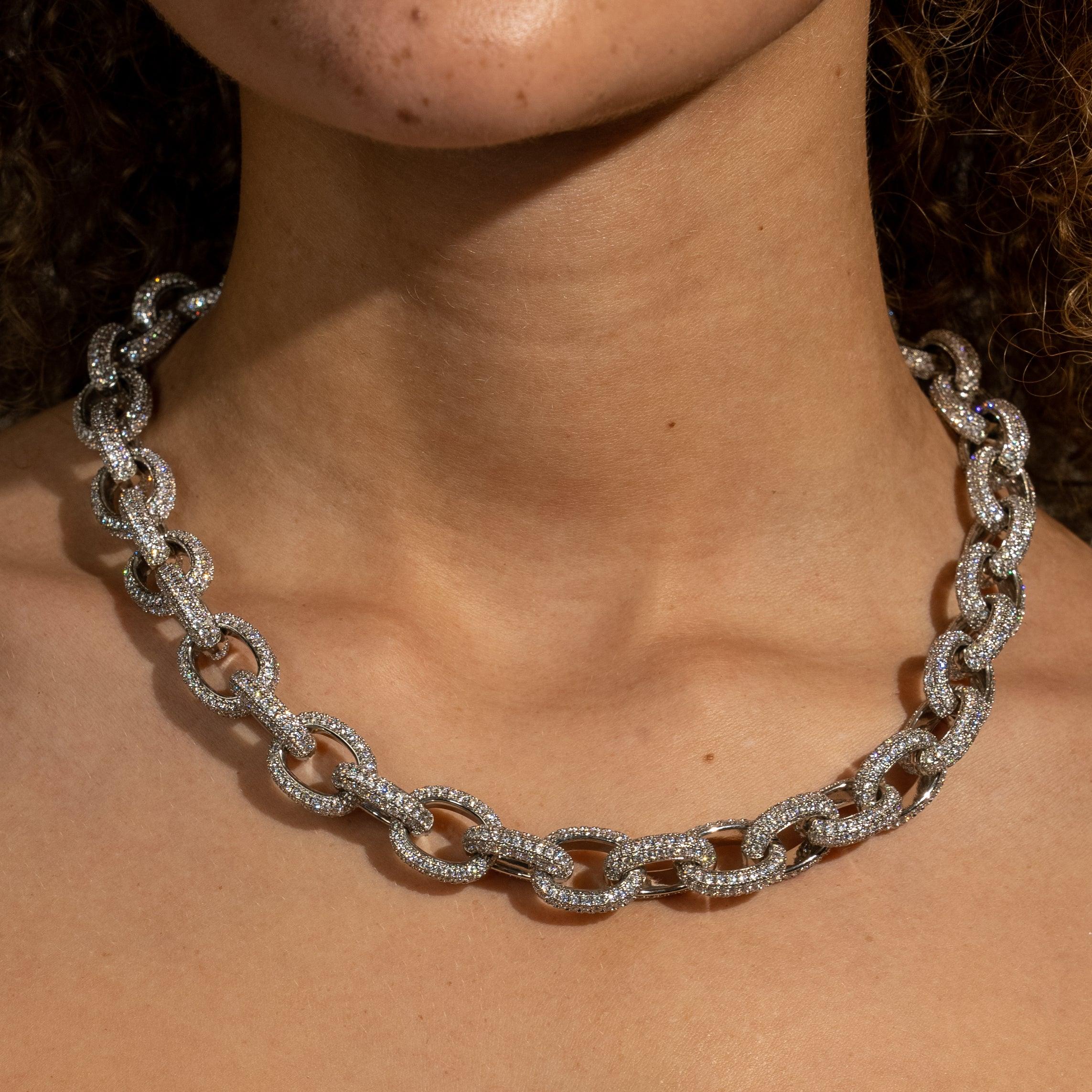 15mm Rolo Link Chain - White Gold