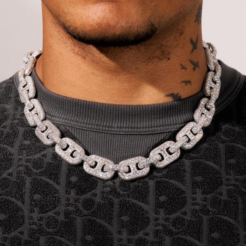 17mm G-Link Diamond Chain - White Gold