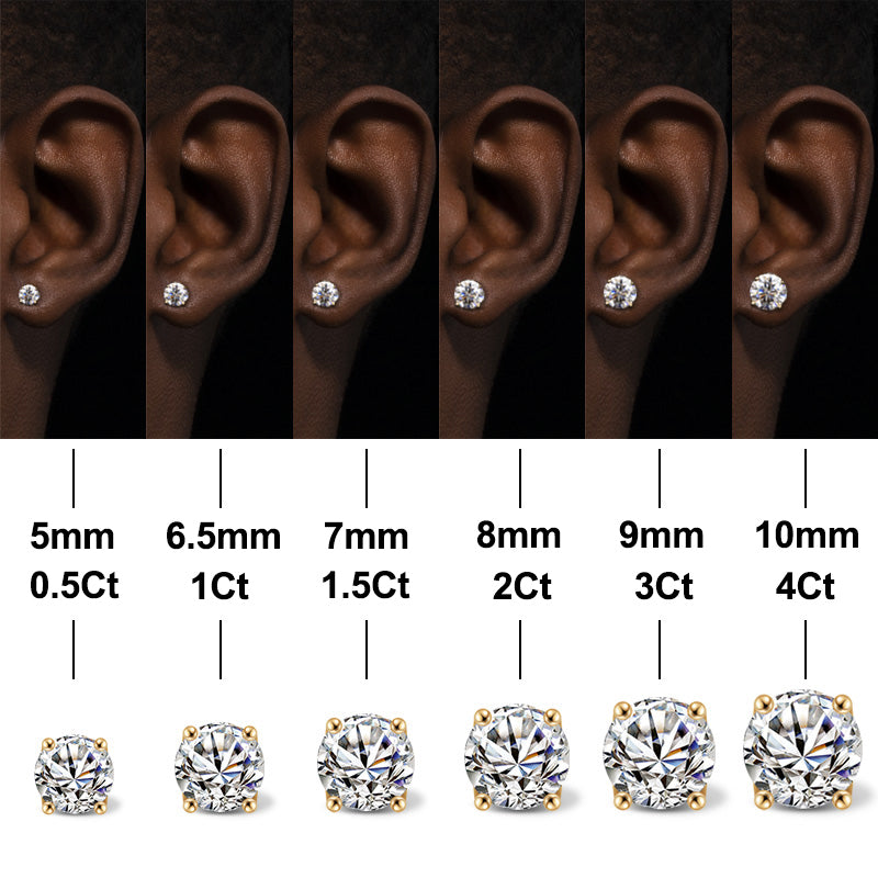 925 VVS Moissanite Brilliant Round Cut Stud Earrings