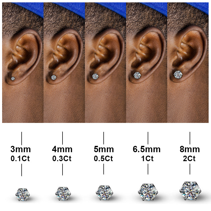 Helloice 925S & VVS Moissanite 0.1Ct/0.3Ct/0.5Ct/1Ct/2Ct Solitaire Stud Earrings