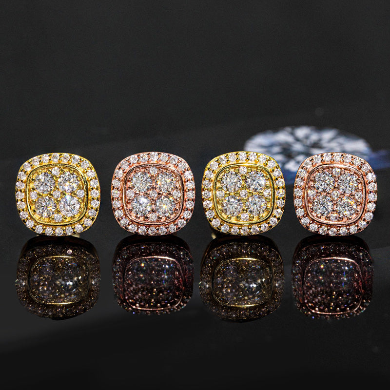 Helloice 925S & VVS Moissanite Cluster Halo Earrings