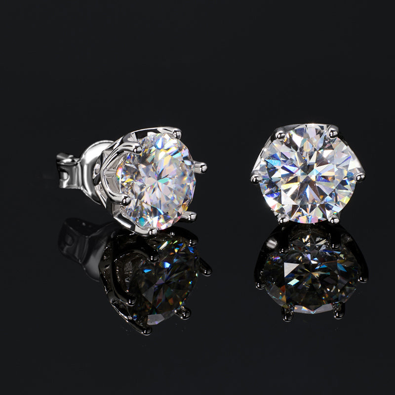 Helloice 925S & VVS Moissanite 0.1Ct/0.3Ct/0.5Ct/1Ct/2Ct Solitaire Stud Earrings