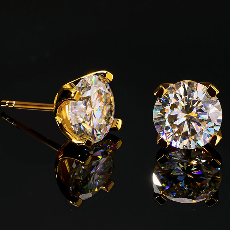 Helloice 925S & VVS Moissanite Solitaire Stud Earrings