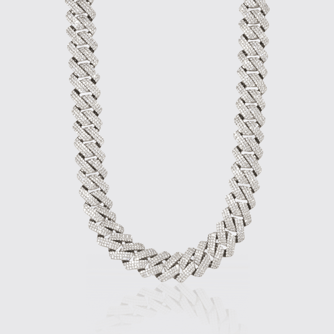 20mm Moissanite Cuban Chain - 925 Silver - D Colour - VVS1