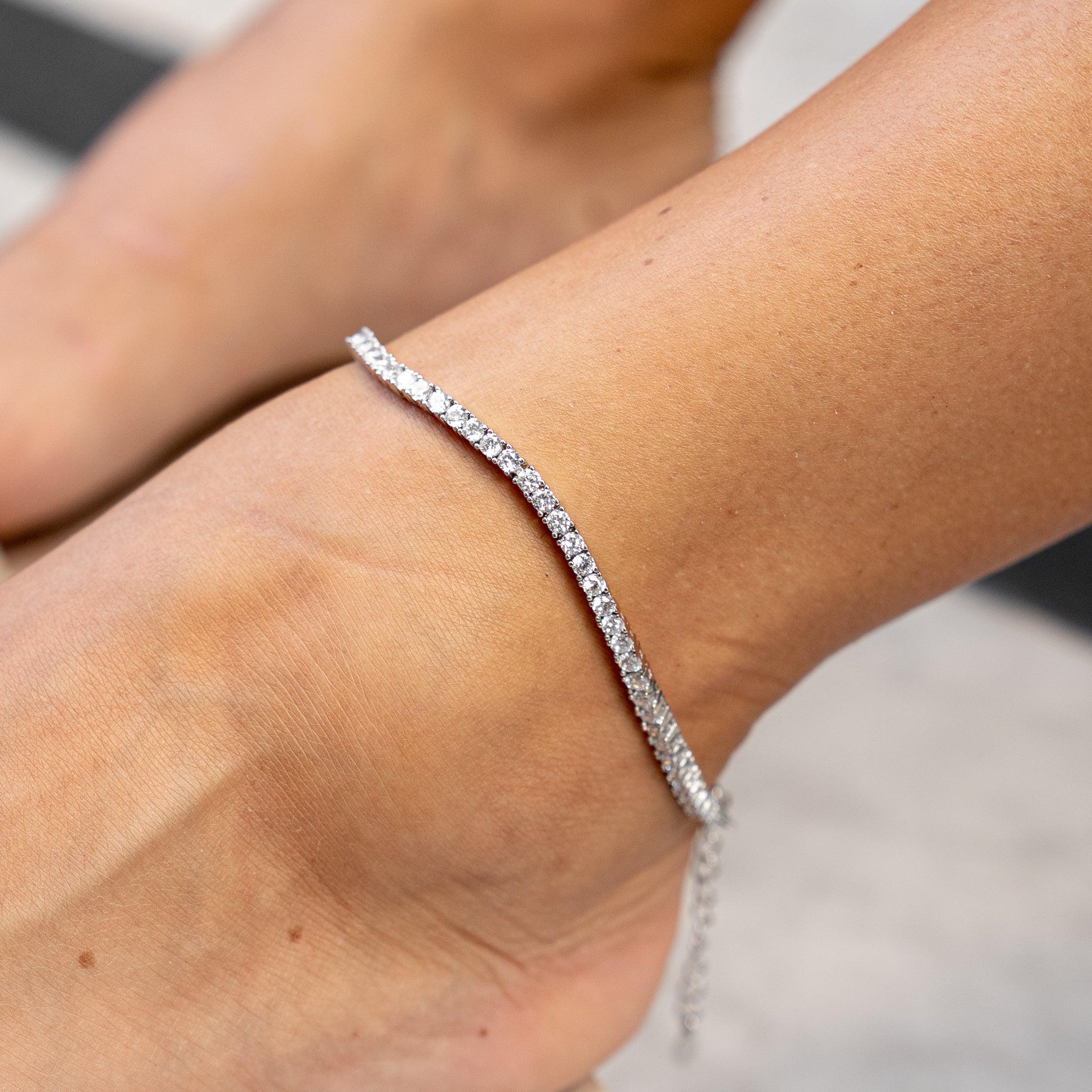 3mm Moissanite Tennis Anklet - 925 Silver - D Colour - VVS1