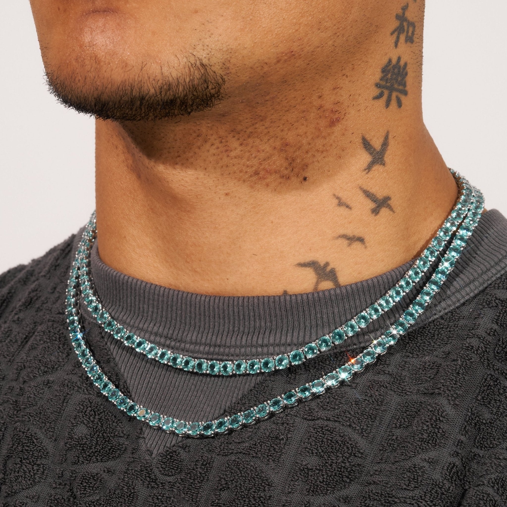 5mm Green Diamond Tennis Chain - White Gold