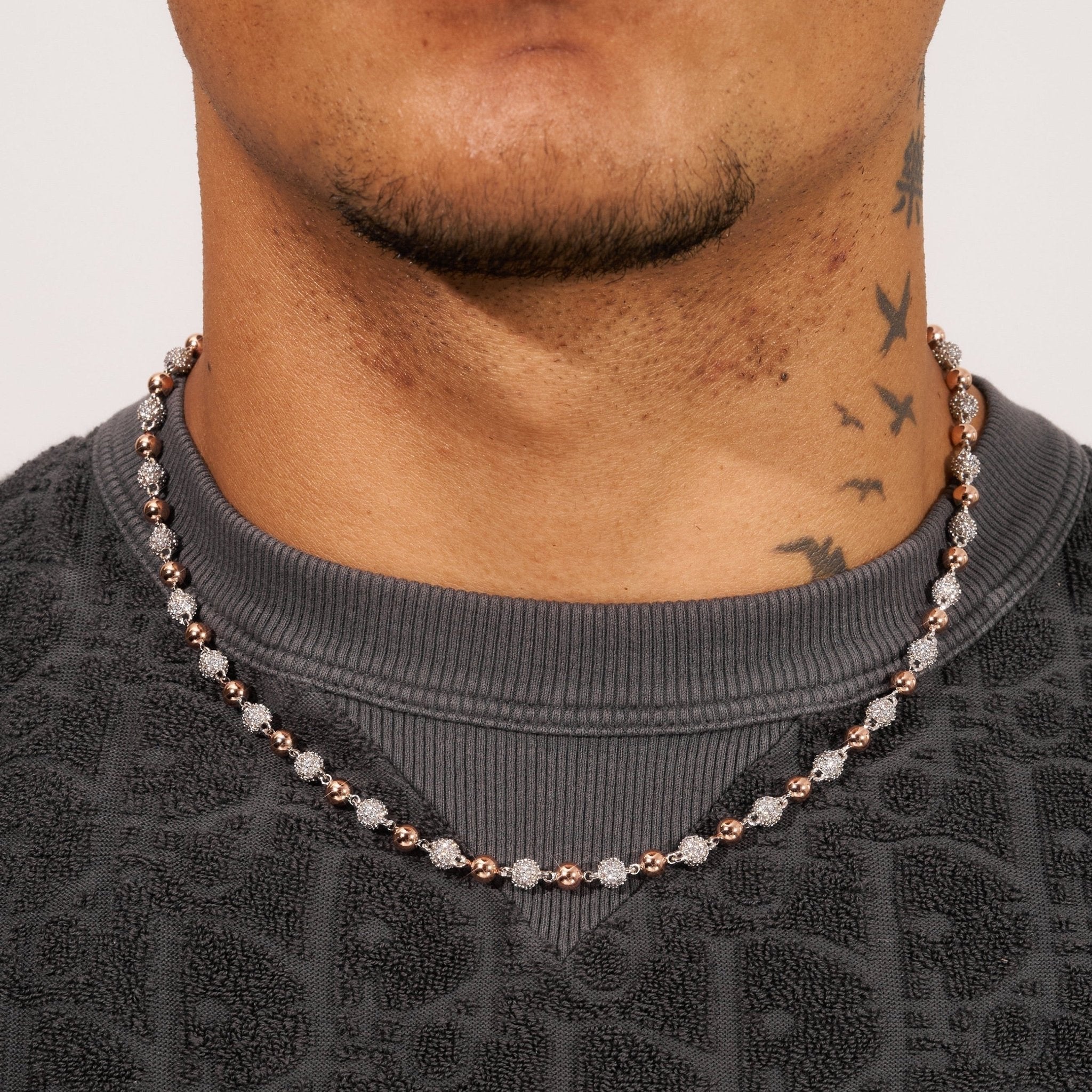 5mm ICED BALL CHAIN - TWO TONE