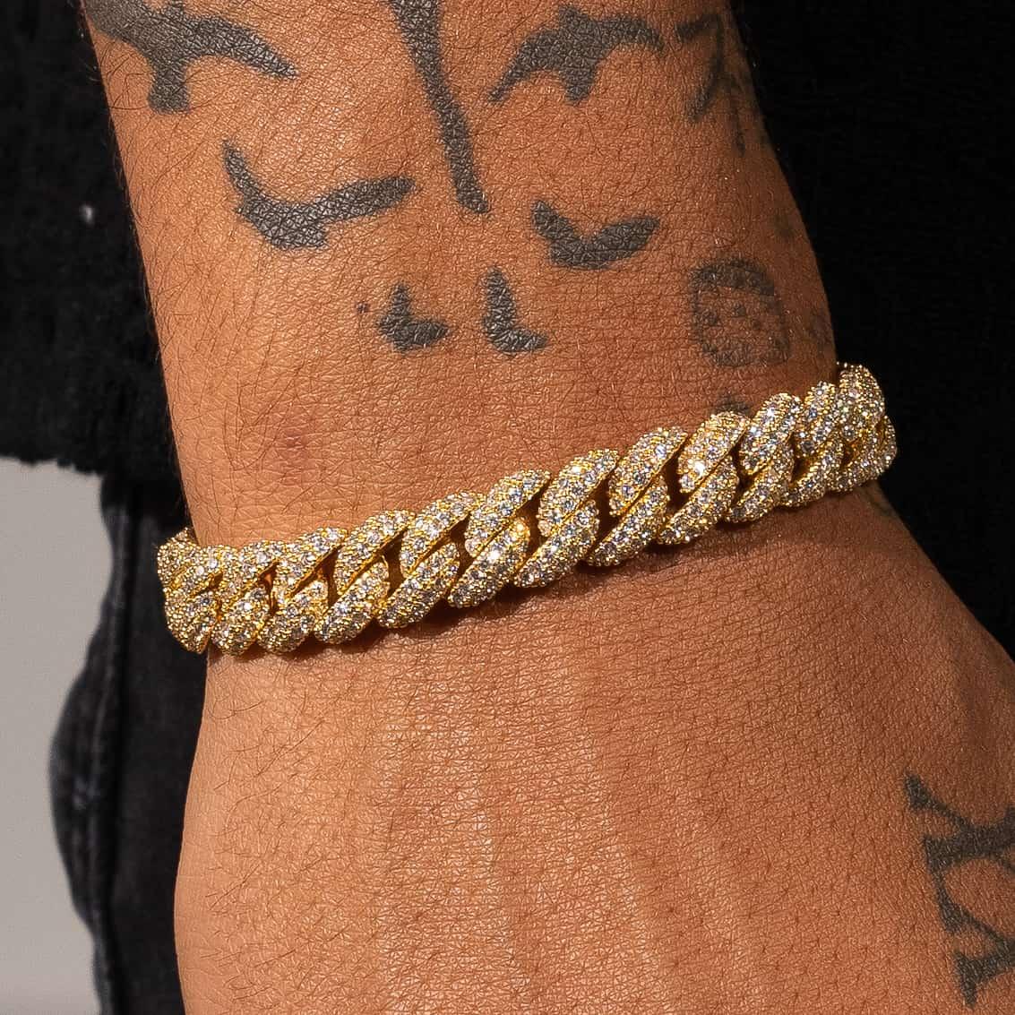 8mm Iced Cuban Link Bracelet - Gold - Adamans