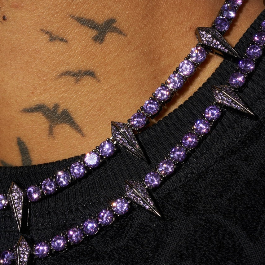 5mm PURPLE PAVE SPIKE TENNIS CHAIN