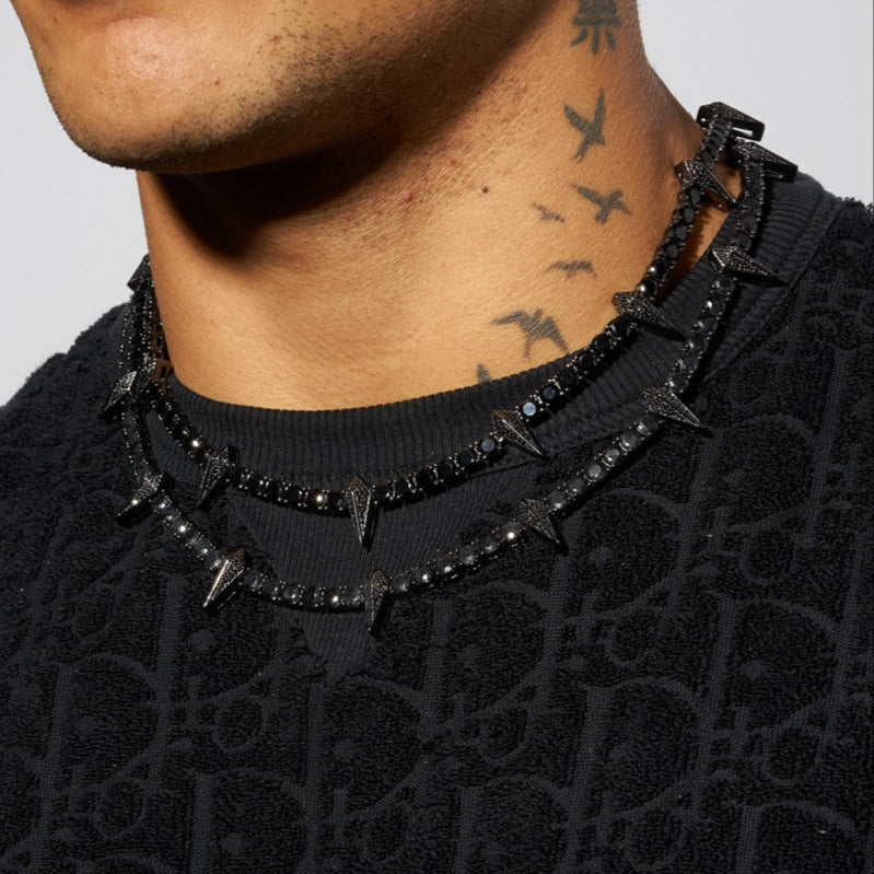 5mm PAVE SPIKE TENNIS CHAIN - BLACK