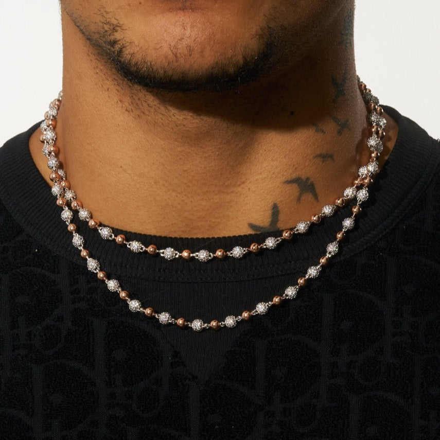 5mm ICED BALL CHAIN - TWO TONE