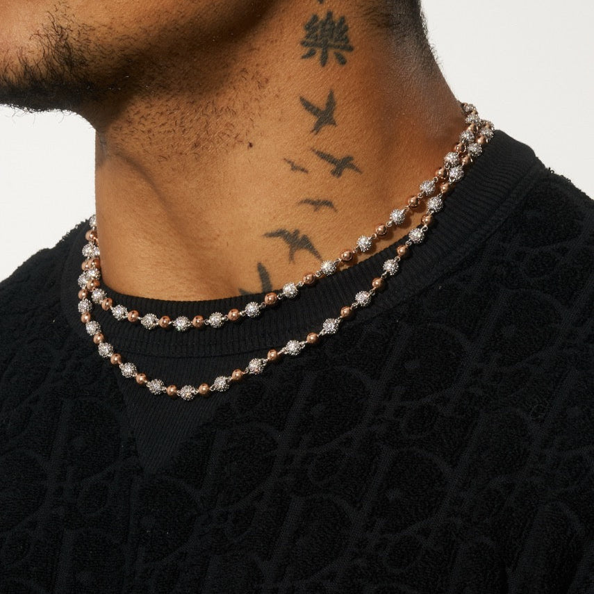 5mm ICED BALL CHAIN - TWO TONE