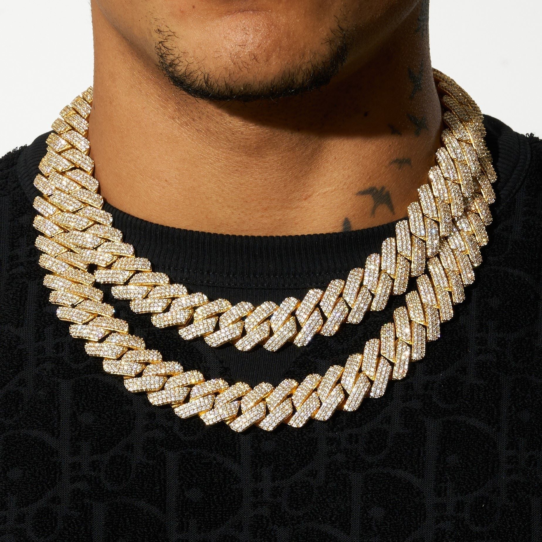 20mm Lab Diamond Monaco Chain - 18k Vermeil - D Colour - VVS1