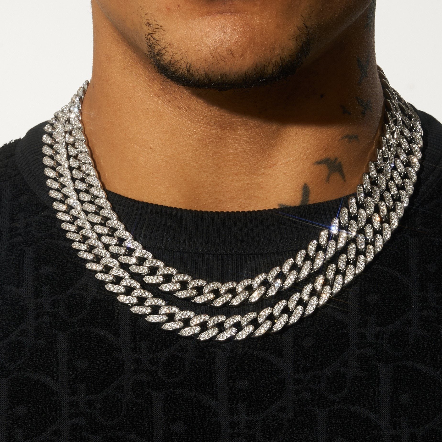 13mm Moissanite Cuban Chain - 925 Silver - D Colour - VVS1