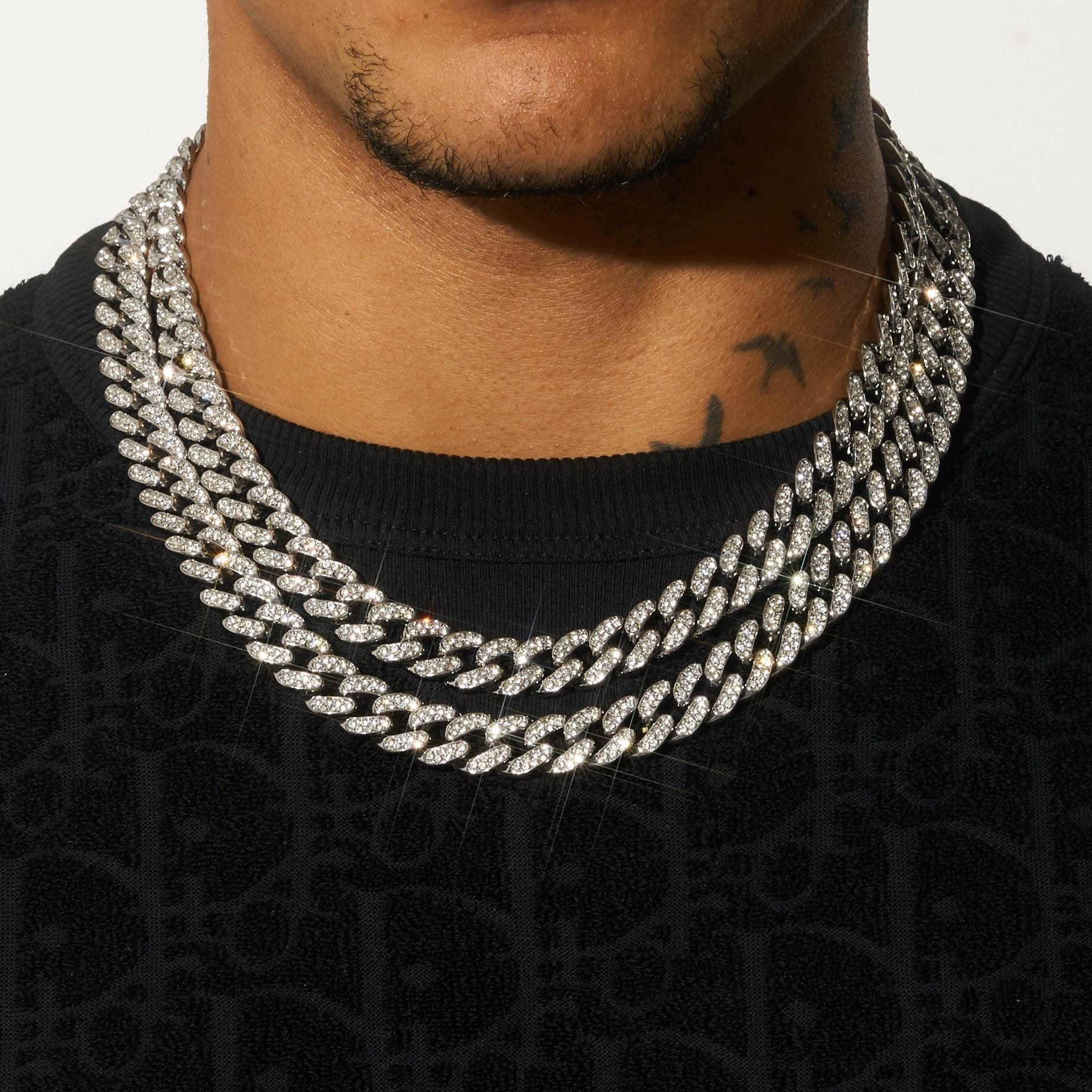 13mm Moissanite Cuban Chain - 925 Silver - D Colour - VVS1