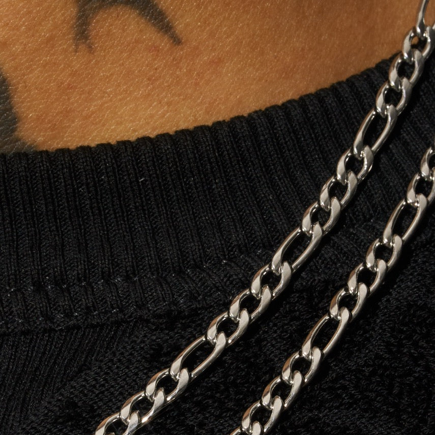 4mm Figaro Chain - White Gold
