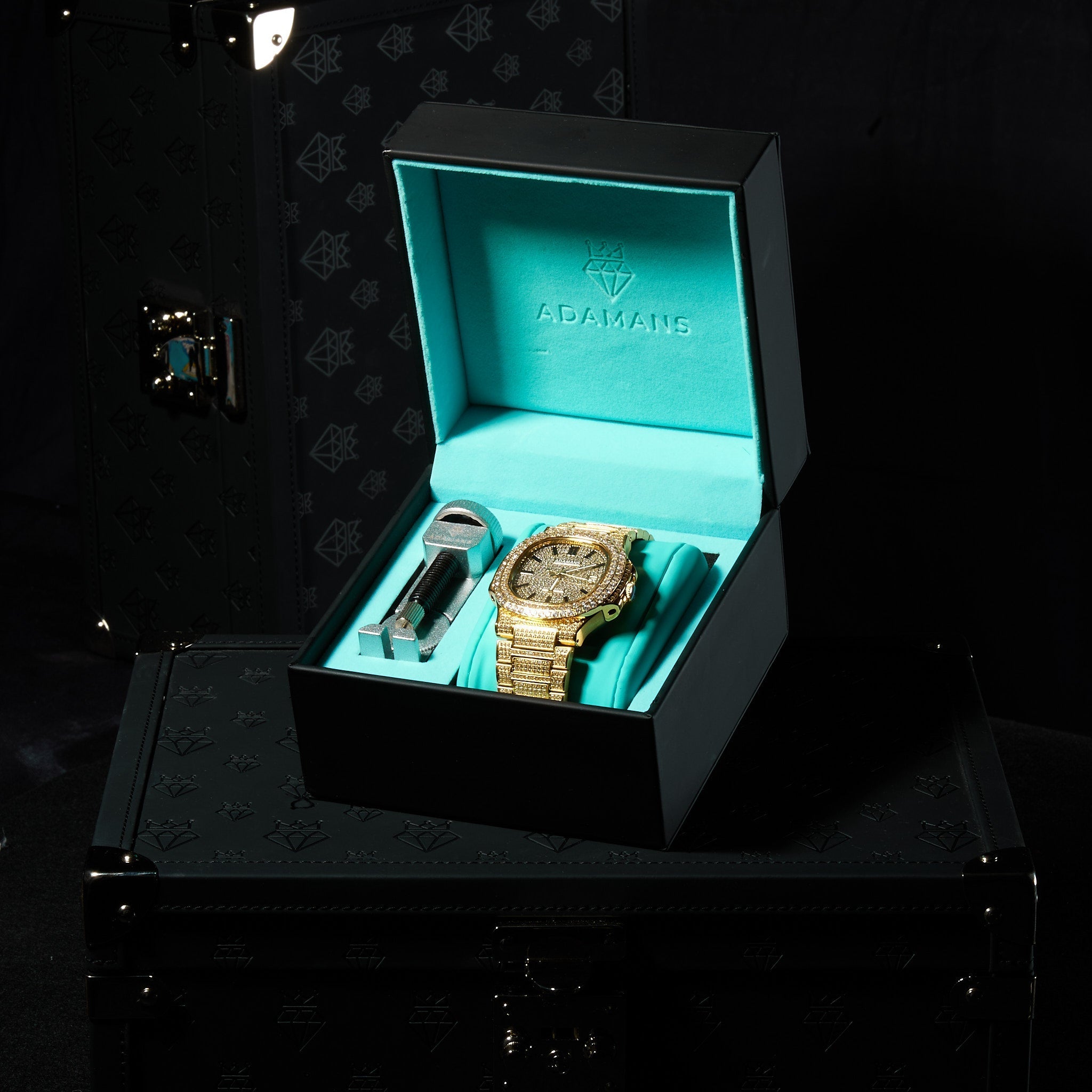 Paved Circle Face VVS Moissanite Diamond Watch - Gold