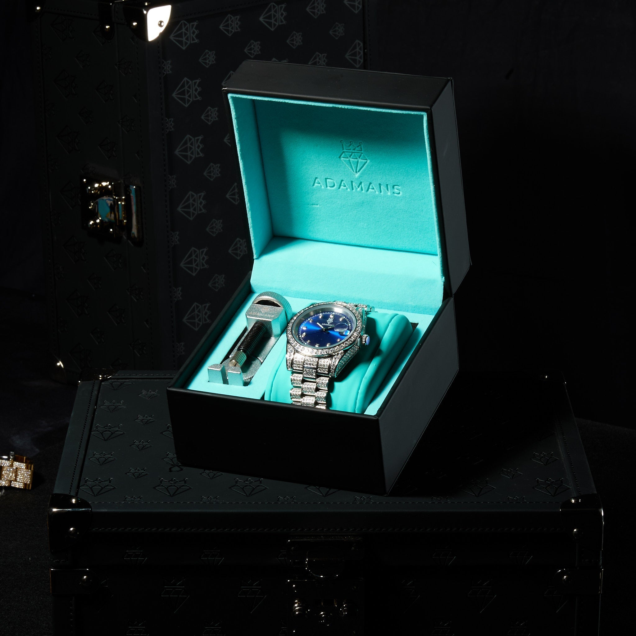 41mm Moissanite Diamond Presidential Watch - Blue Face - White Gold