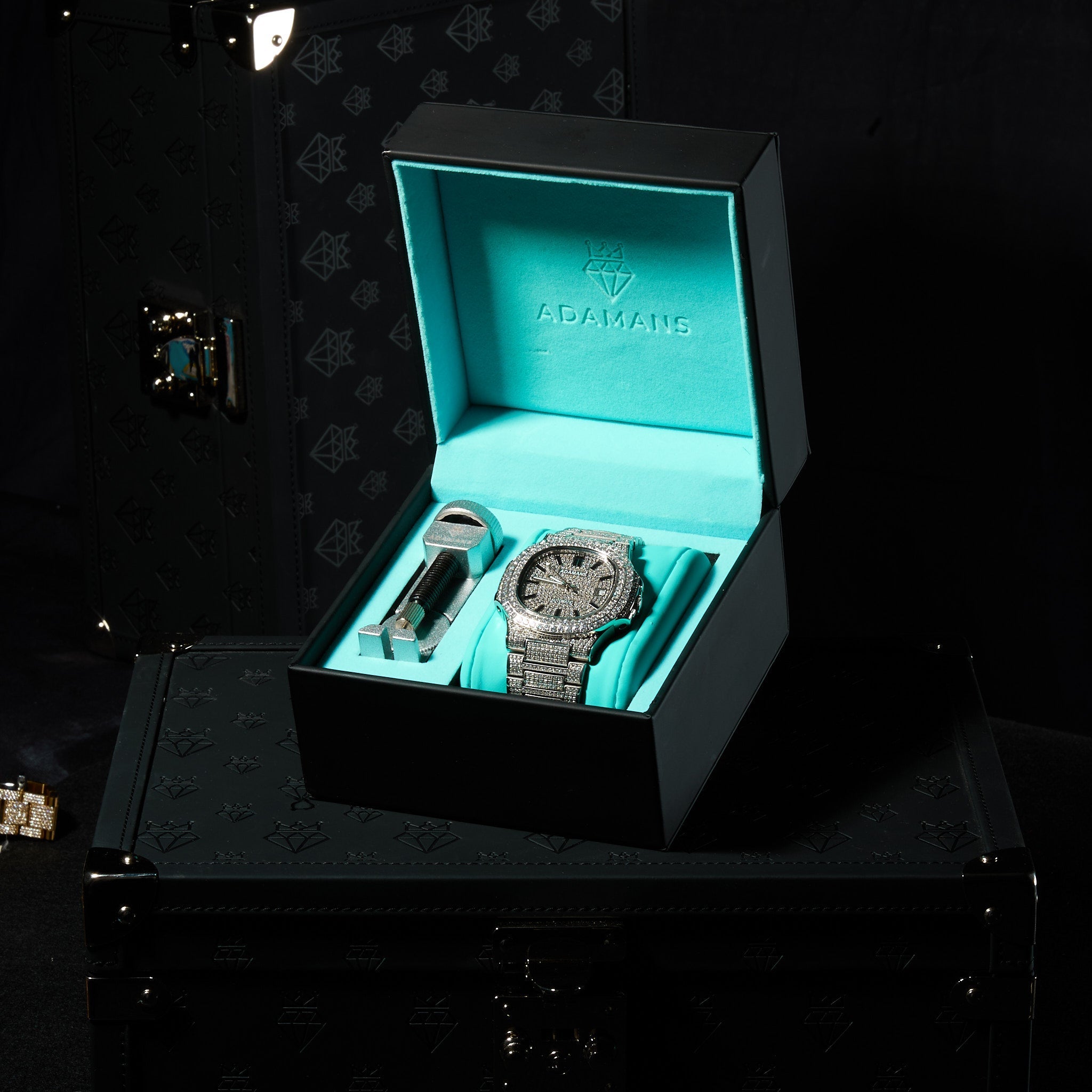 Paved Circle Face VVS Moissanite Diamond Watch - White Gold