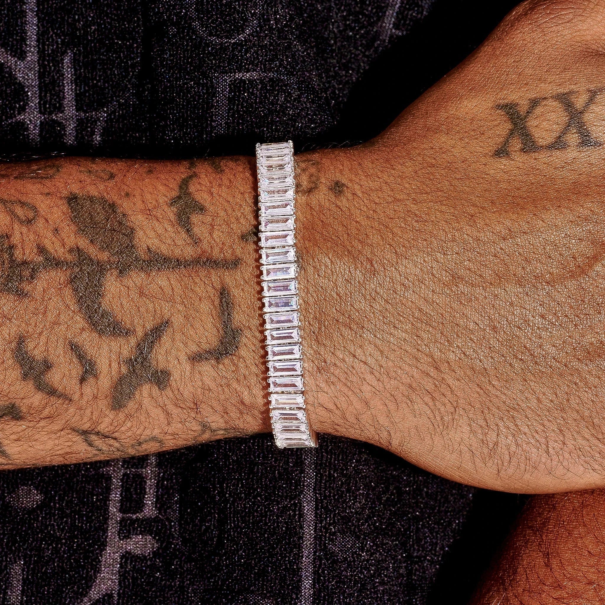 6MM Baguette Tennis Bracelet - White Gold