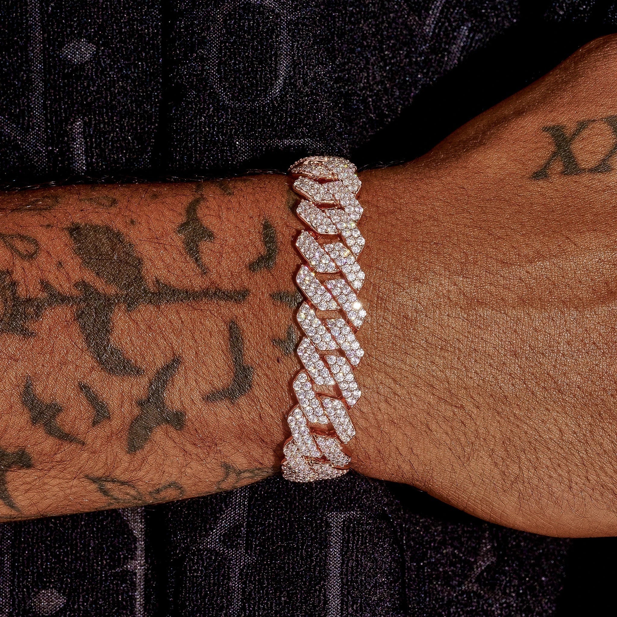 14mm Moissanite Monaco Bracelet - Rose Gold - 925 Silver - D Colour - VVS1