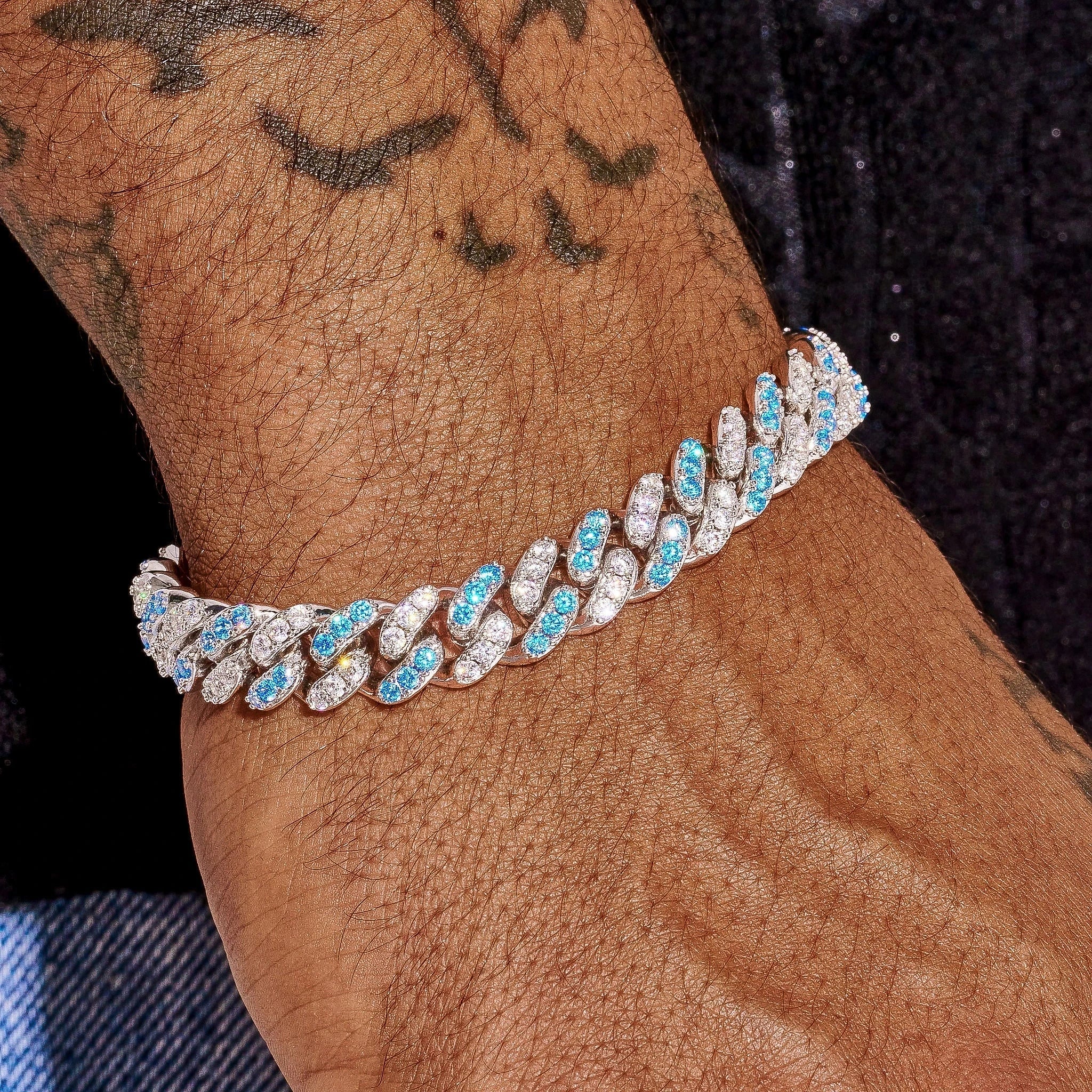 10mm Iced Cuban Bracelet - Two Tone