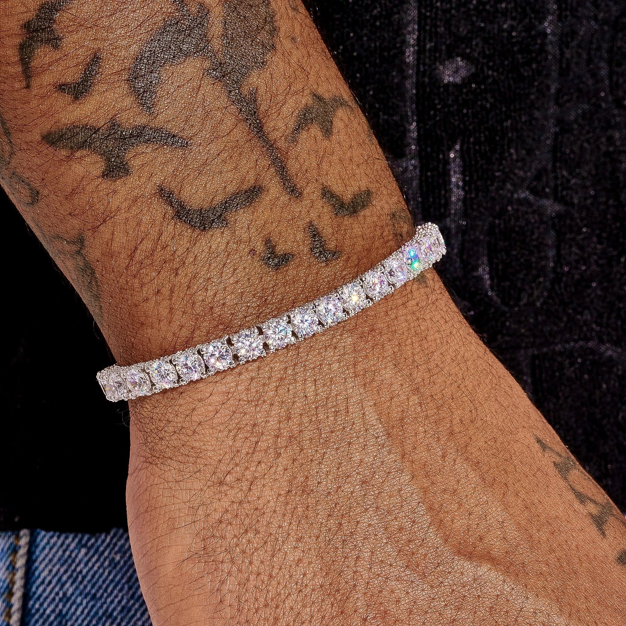 5MM Moissanite Full Iced Tennis Bracelet - 925 Silver - D Colour - VVS1