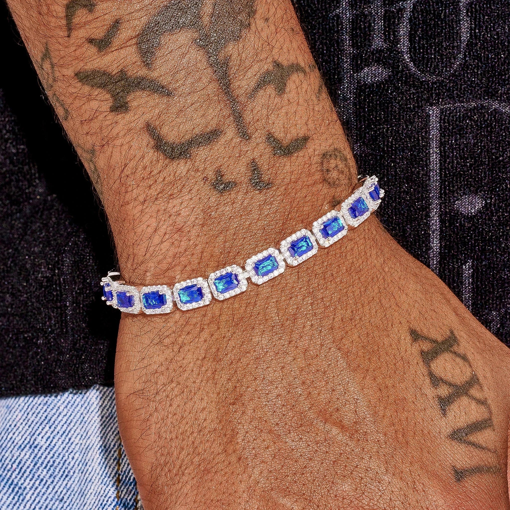 Moissanite Sapphire Cushion Cut Tennis Bracelet - 925 Silver - D Colour - VVS1