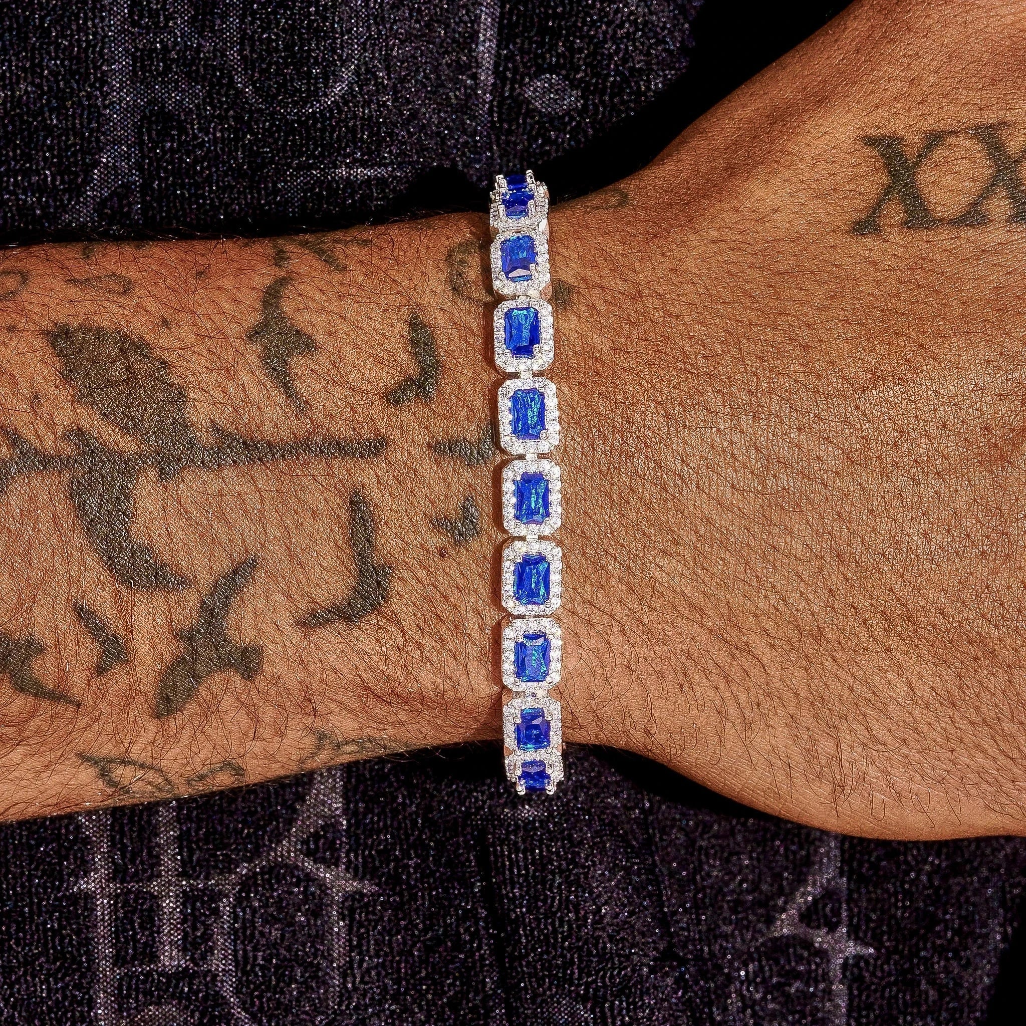 Moissanite Sapphire Cushion Cut Tennis Bracelet - 925 Silver - D Colour - VVS1