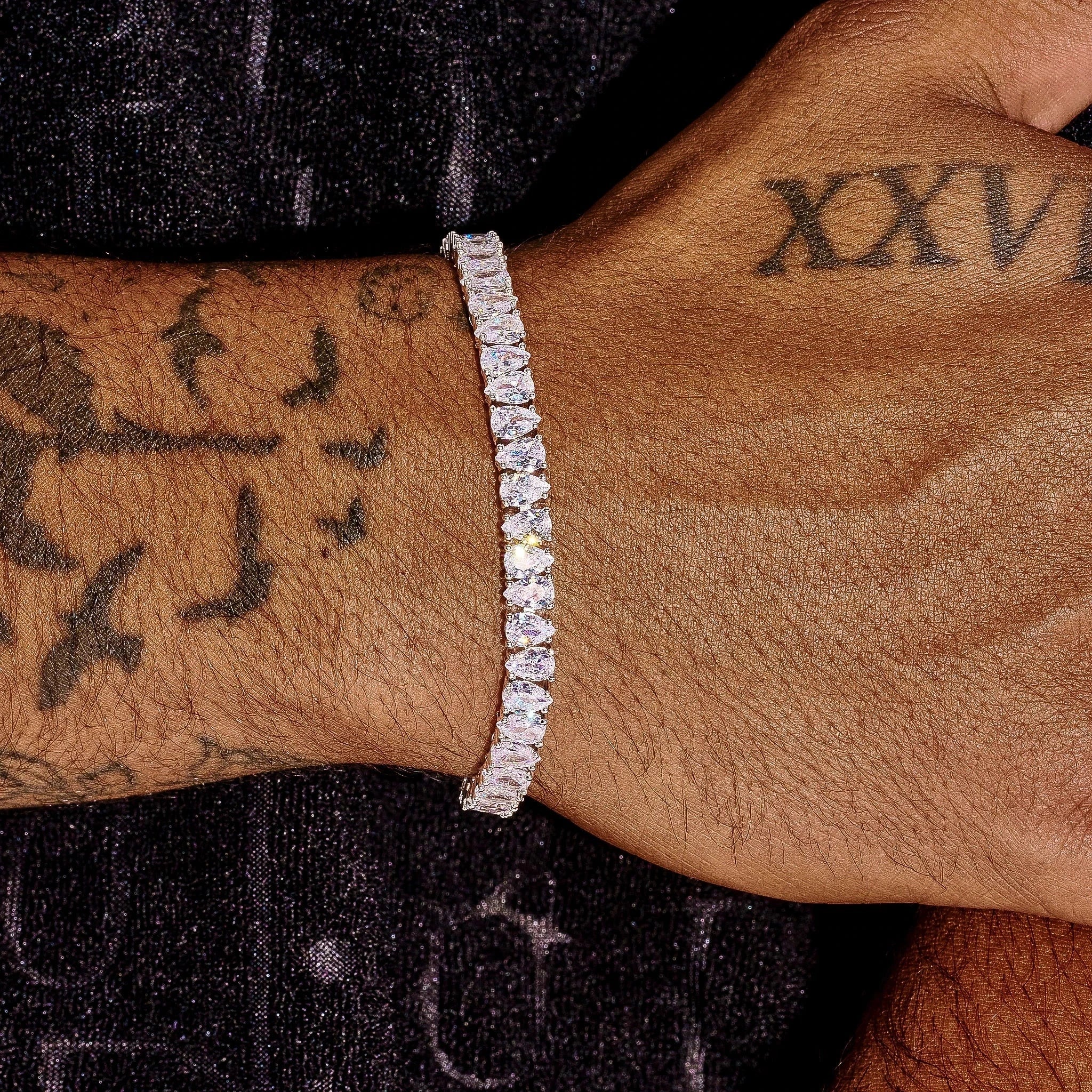 6MM Pear Cut Tennis Bracelet - White Gold