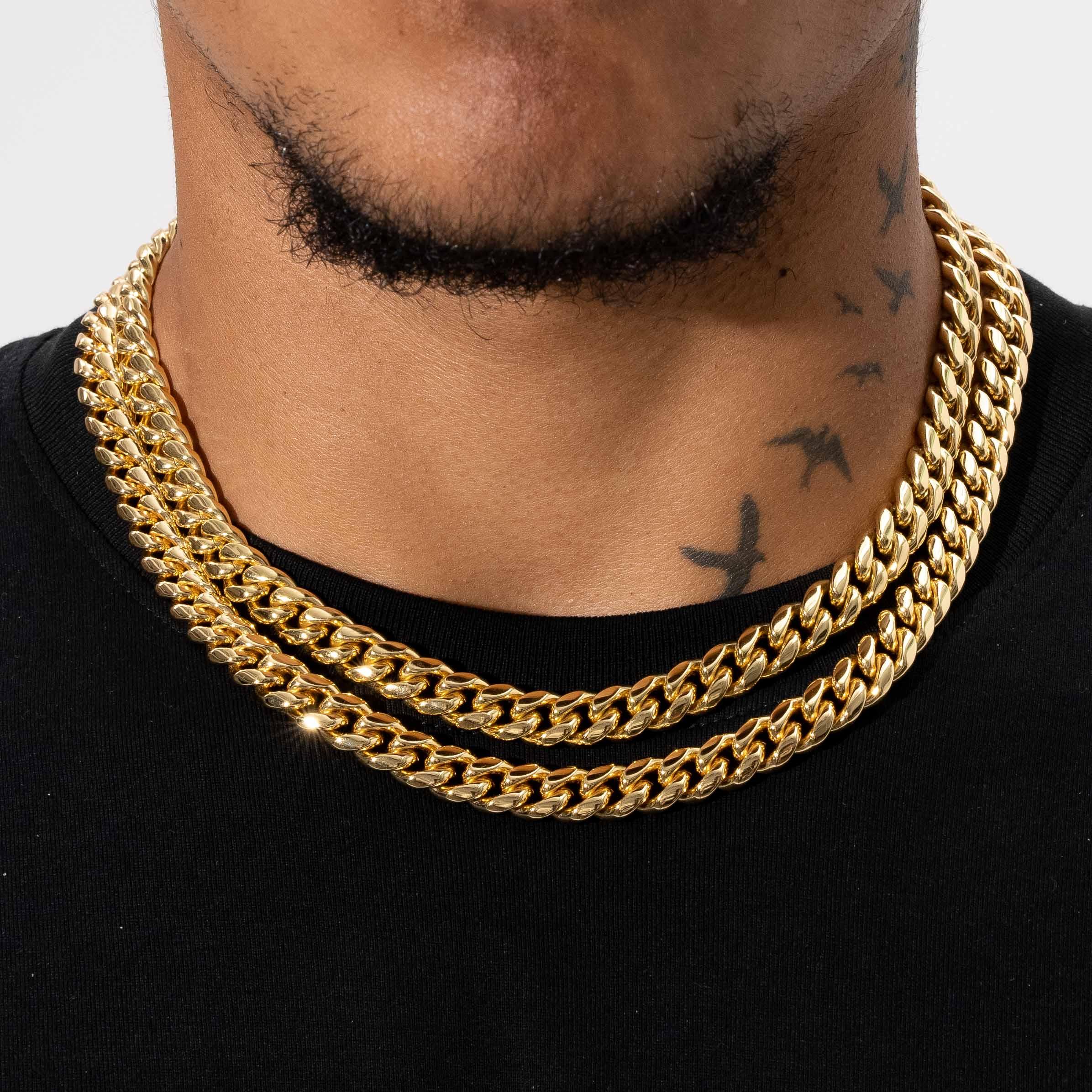 10mm Cuban Moissanite Clasp Chain - 18K Vermeil - D Colour - VVS1