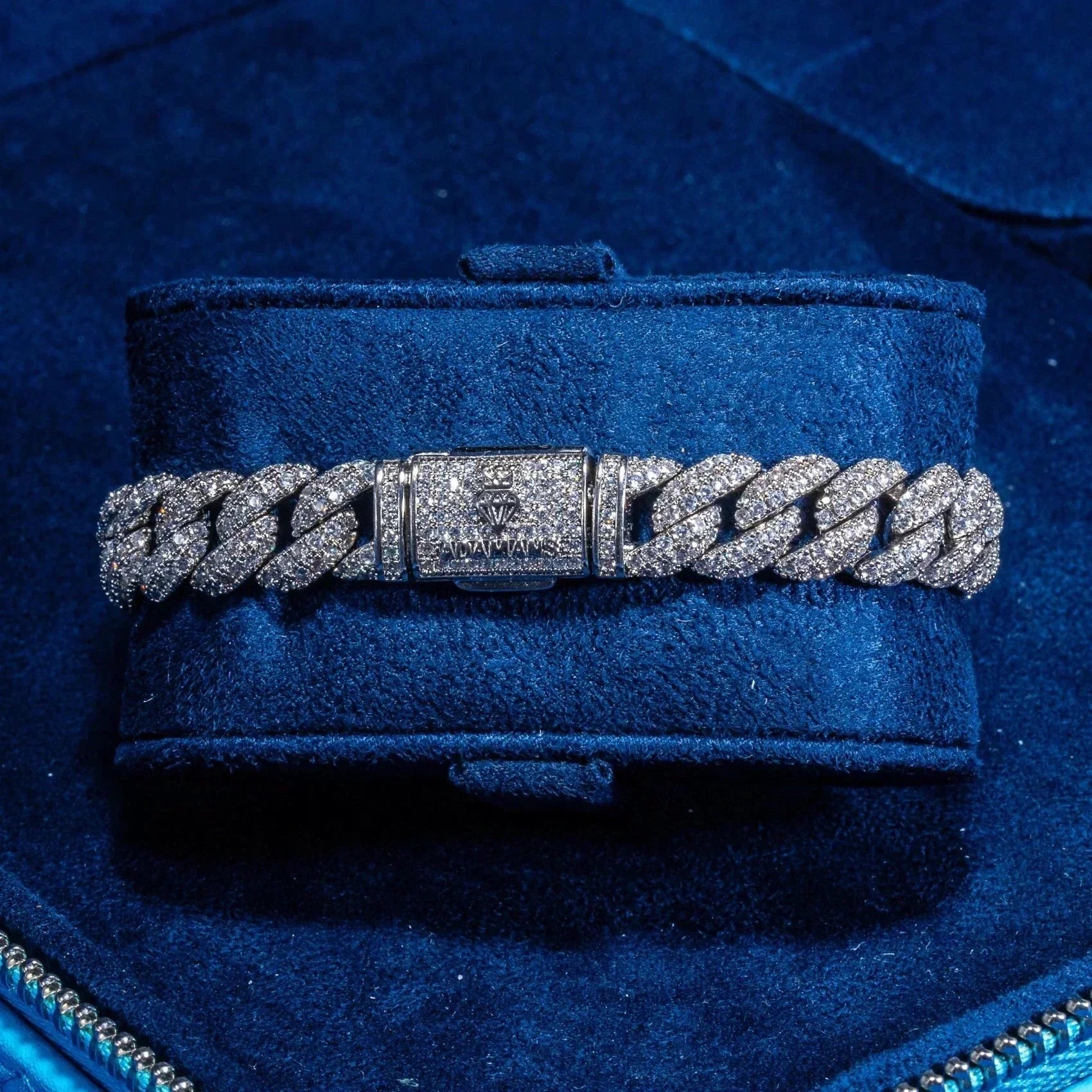 8mm Iced Cuban Link Bracelet - White Gold