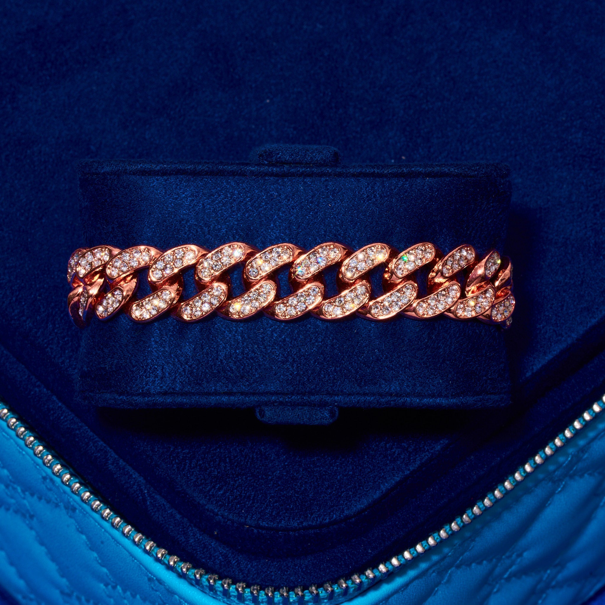 13mm Moissanite Iced Cuban Link Bracelet - Rose Gold - 925 Silver - D Colour - VVS1