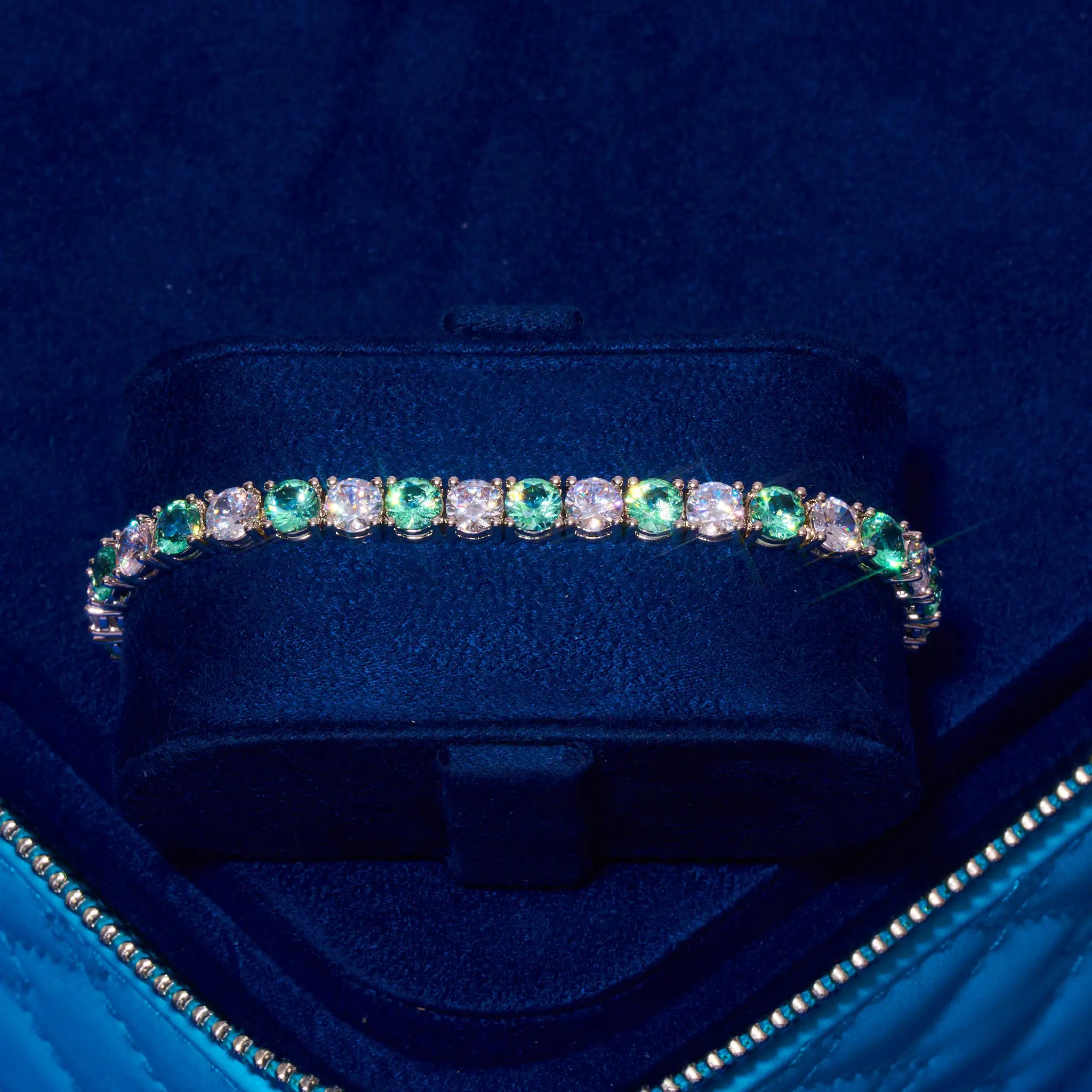 5MM Blue & White Tennis Bracelet - White Gold