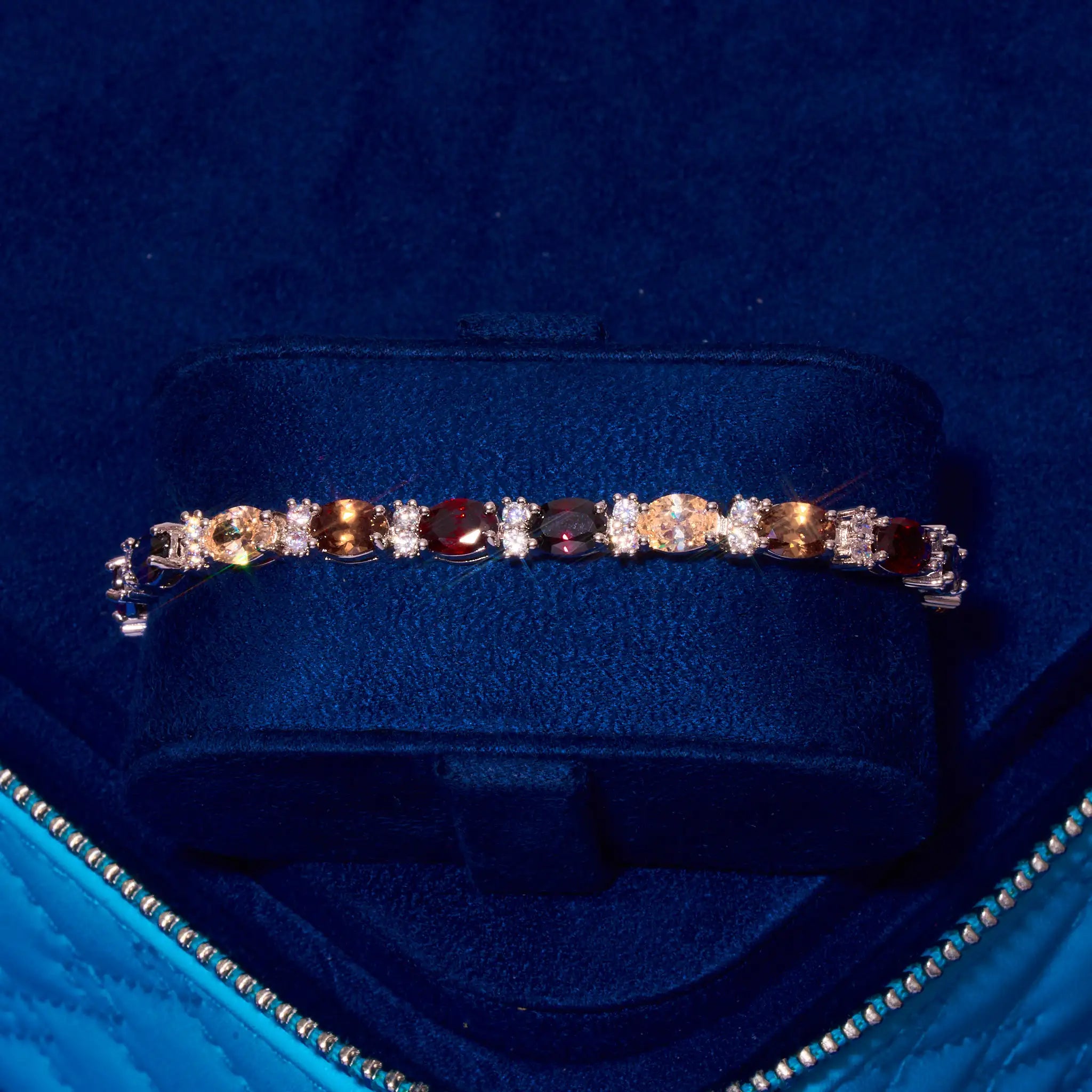 5MM Moissanite Multicolor Oval Cut Brown Stone Tennis Bracelet - 925 Silver - D Colour - VVS1