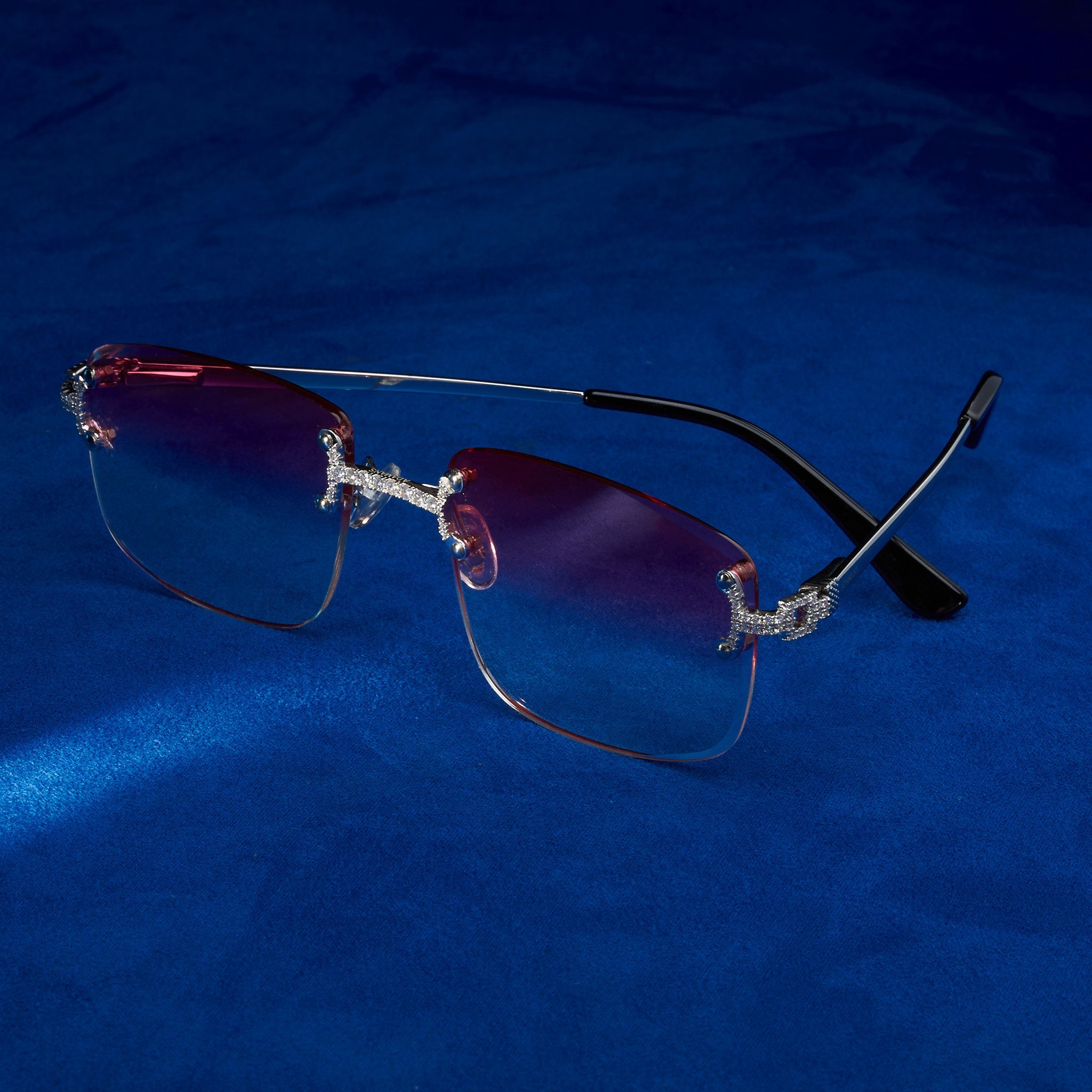 Moissanite Rimless Square Sunglasses Pink - 925 Silver - D Colour - VVS1