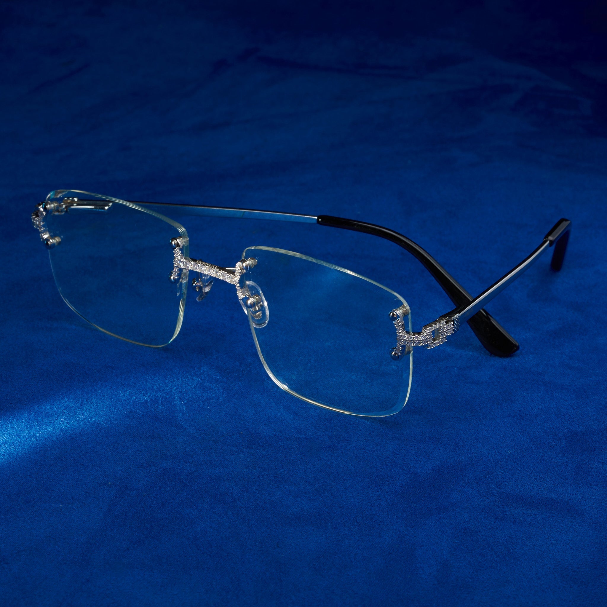 Moissanite Rimless Square Sunglasses Clear - 925 Silver - D Colour - VVS1