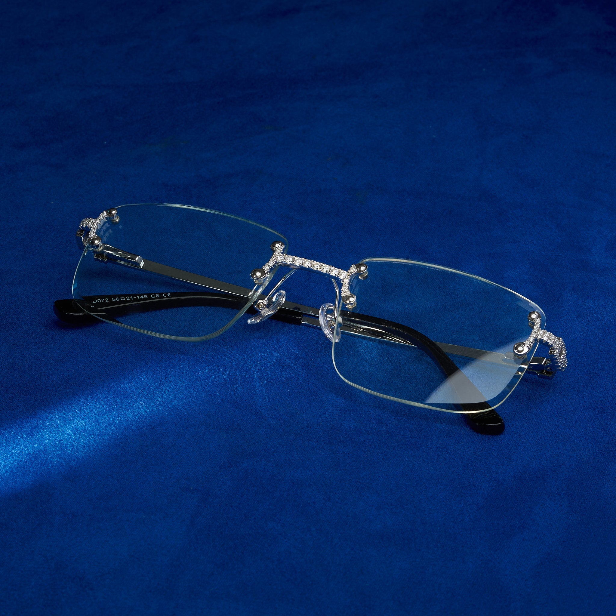 Moissanite Rimless Square Sunglasses Clear - 925 Silver - D Colour - VVS1