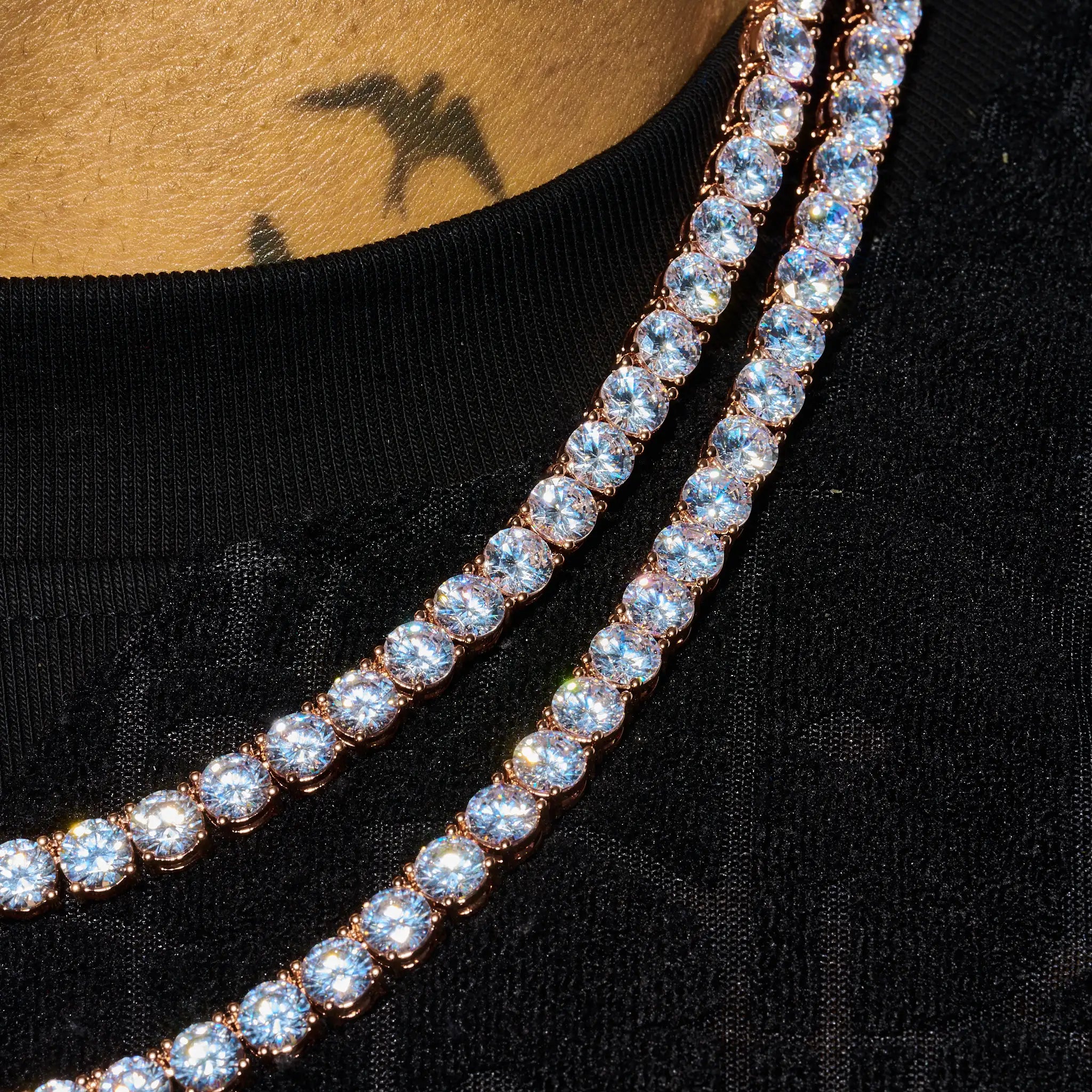 6mm Moissanite Tennis Chain - Rose Gold - 925 Silver - D Colour - VVS1
