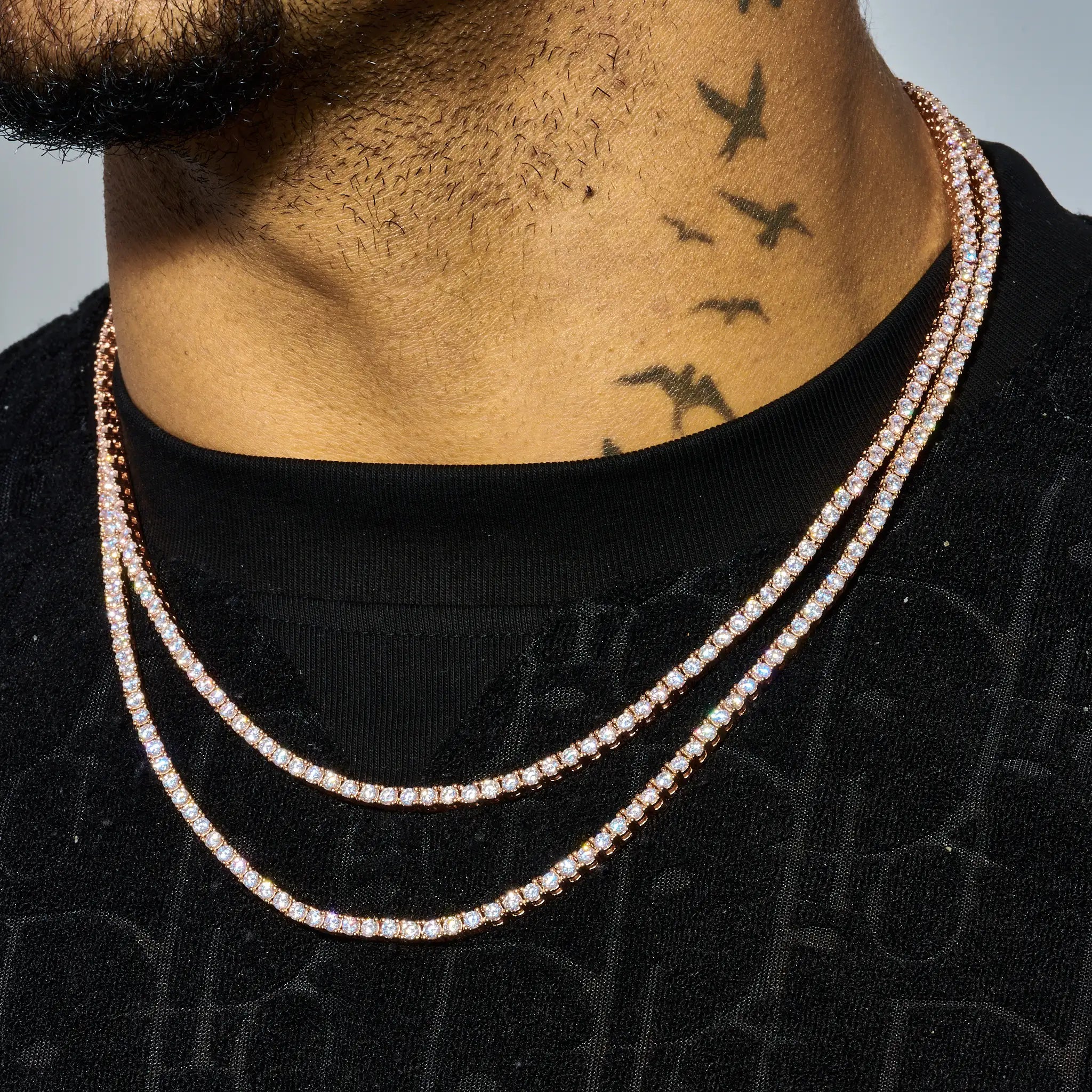 3mm Moissanite Tennis Chain - Rose Gold - 925 Silver - D Colour - VVS1
