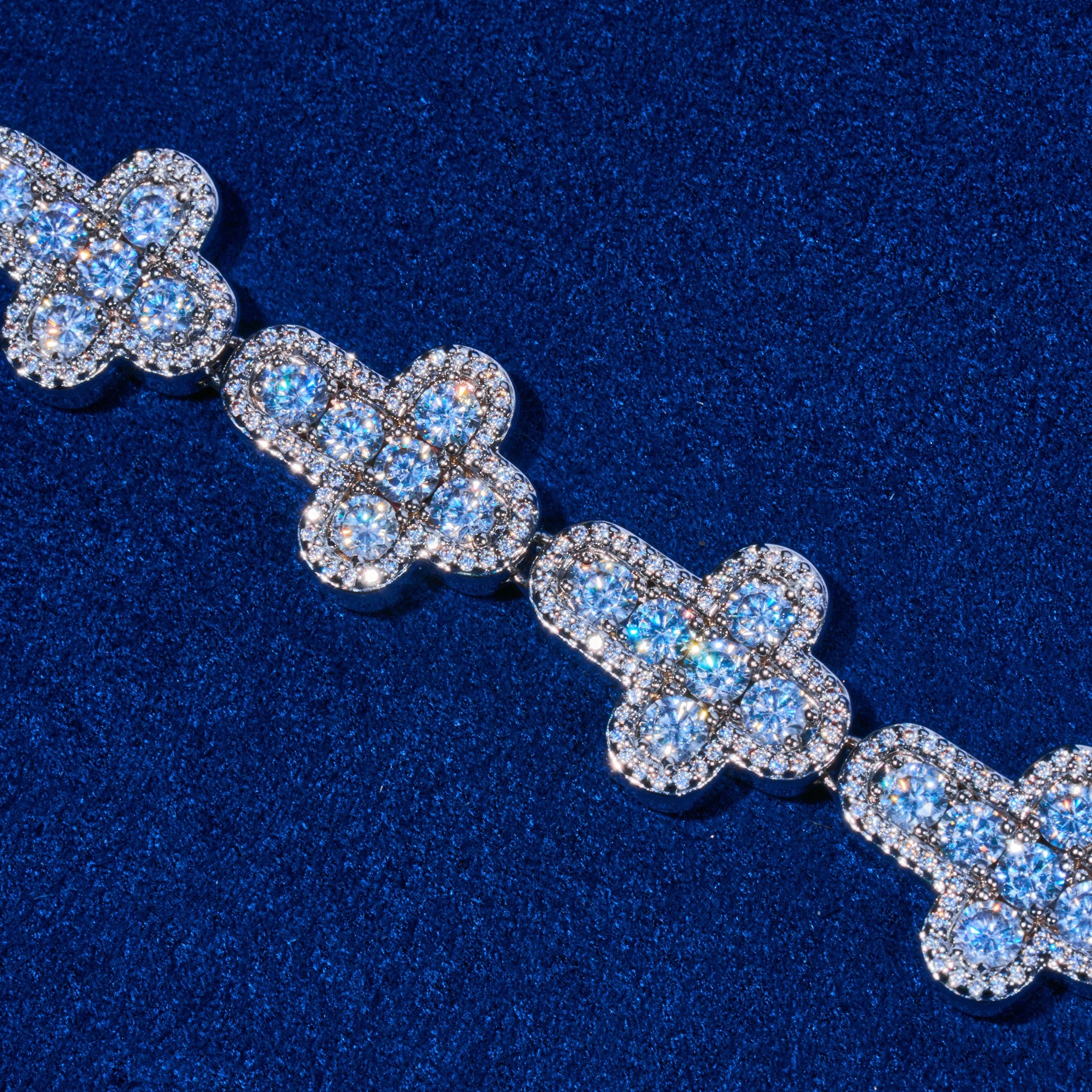 12.5MM Moissanite Cross Tennis Chain - 925 Silver - D Colour - VVS1