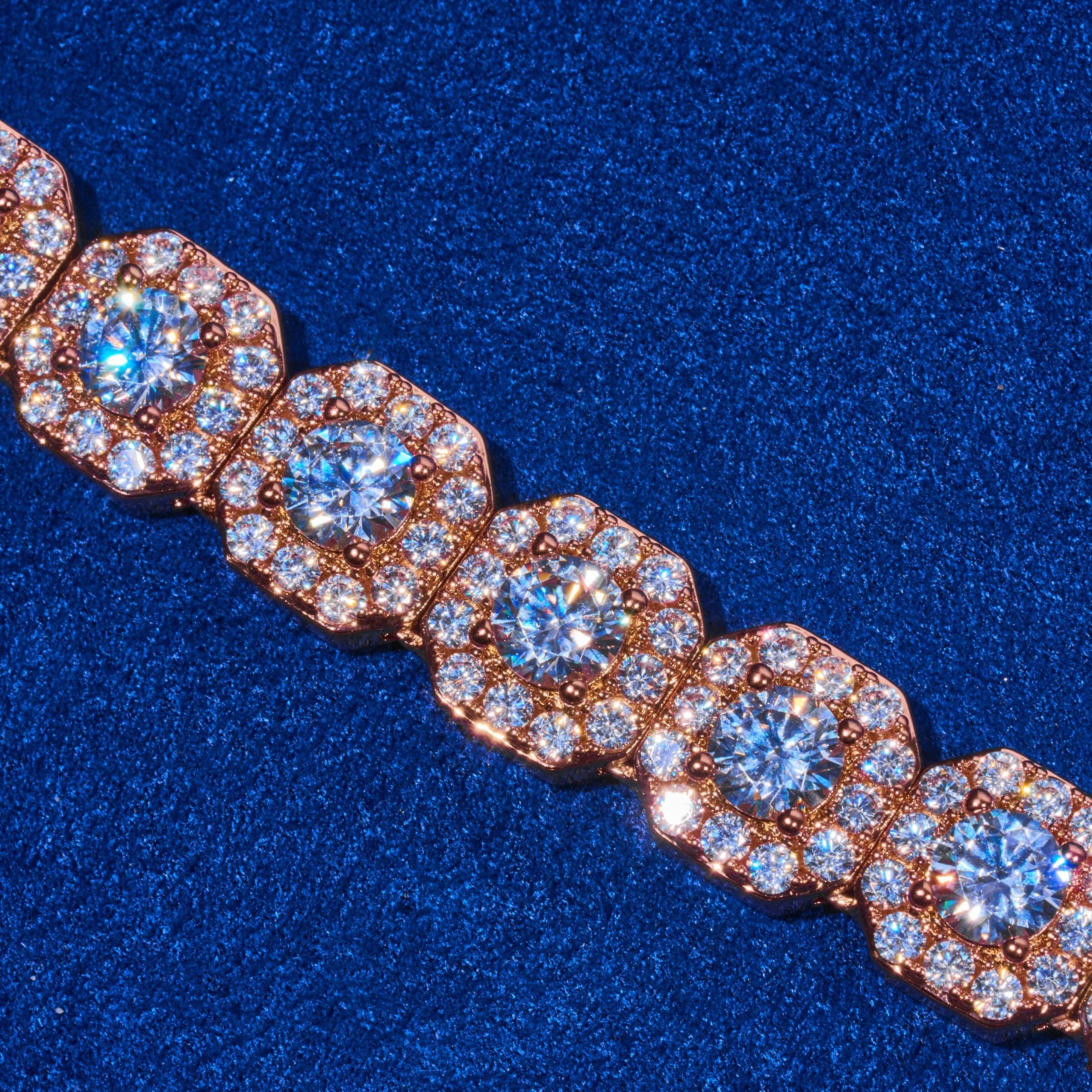 10mm Clustered Tennis Chain - Rose Gold