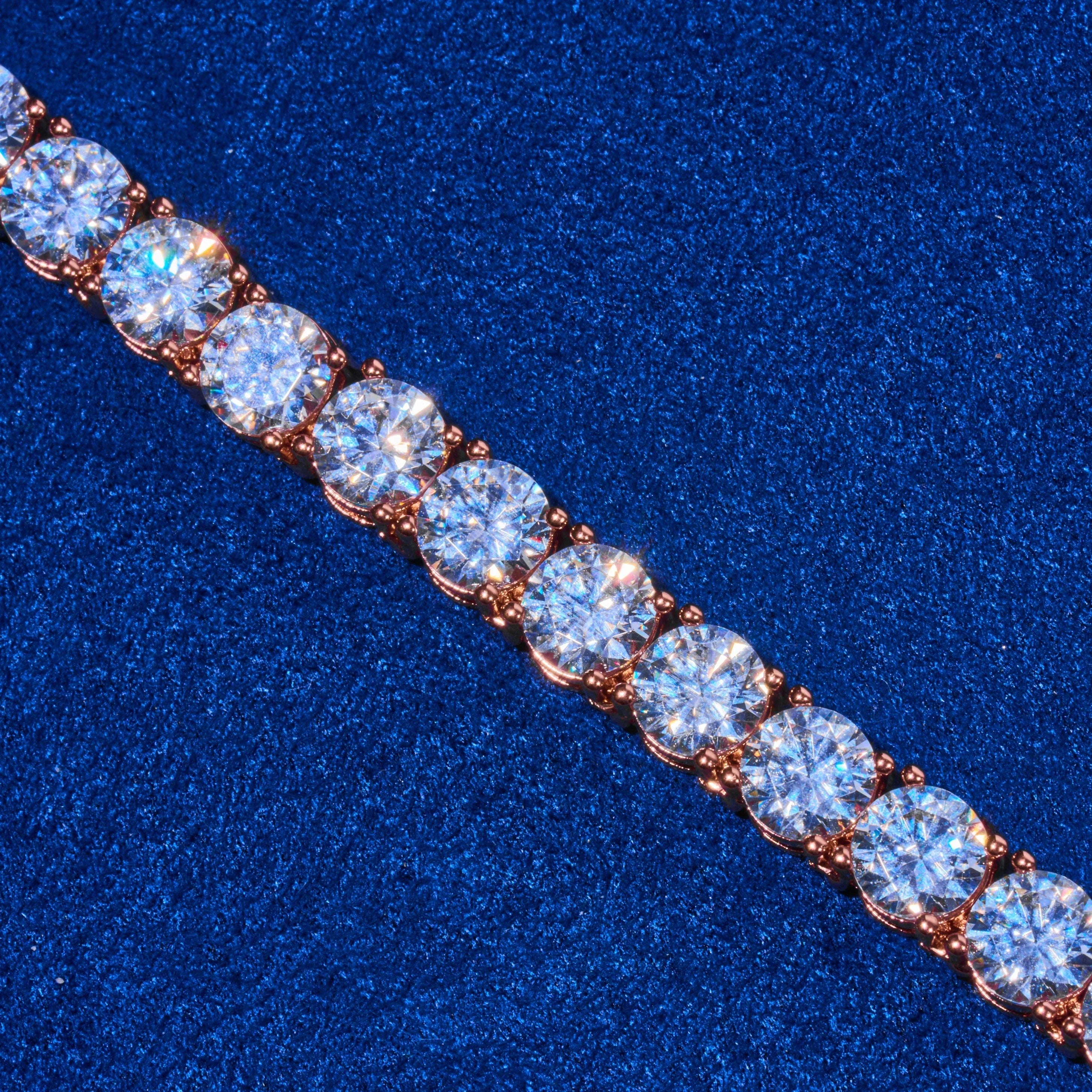 5mm Moissanite Tennis Chain - Rose Gold - 925 Silver - D Colour - VVS1