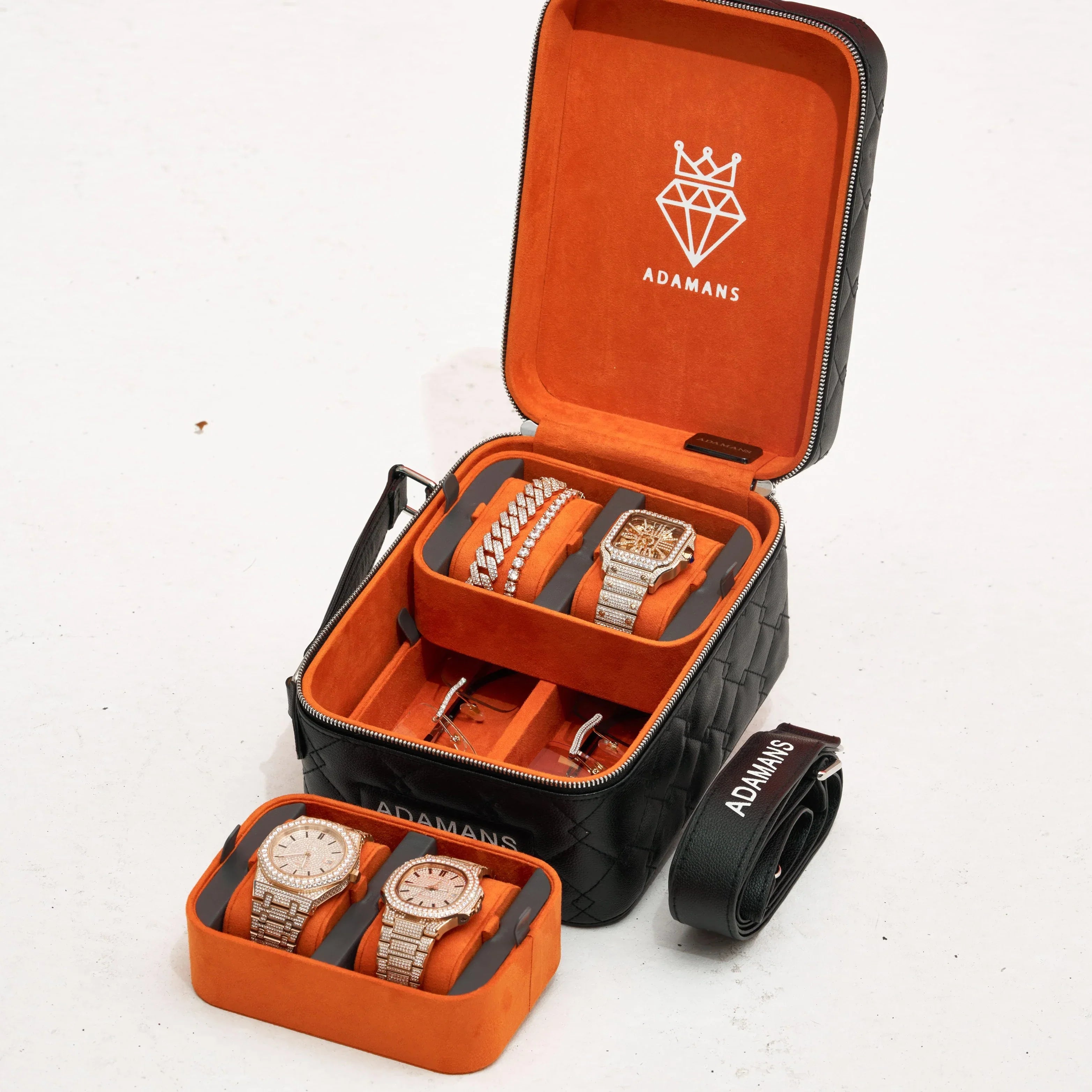 Small Leather Travel Jewellery Case - Black